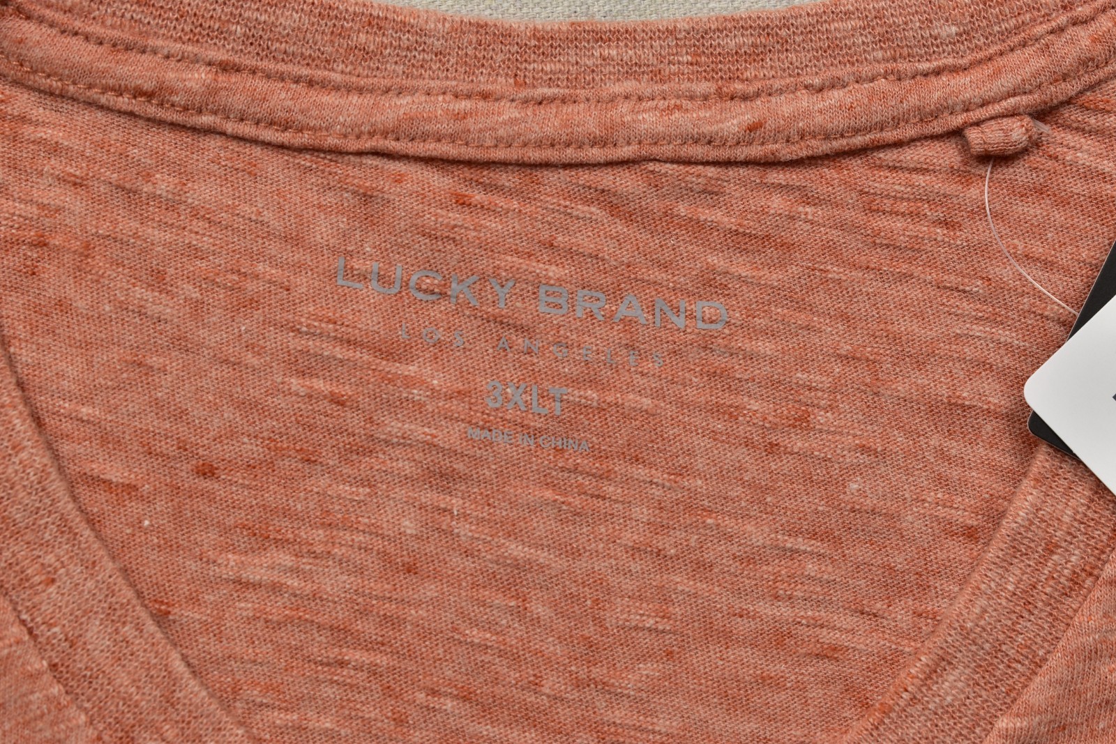 Lucky Brand Men's T Shirt V Neck Short Sleeve Orange Linen Blend Size 3XLT NEW gallery