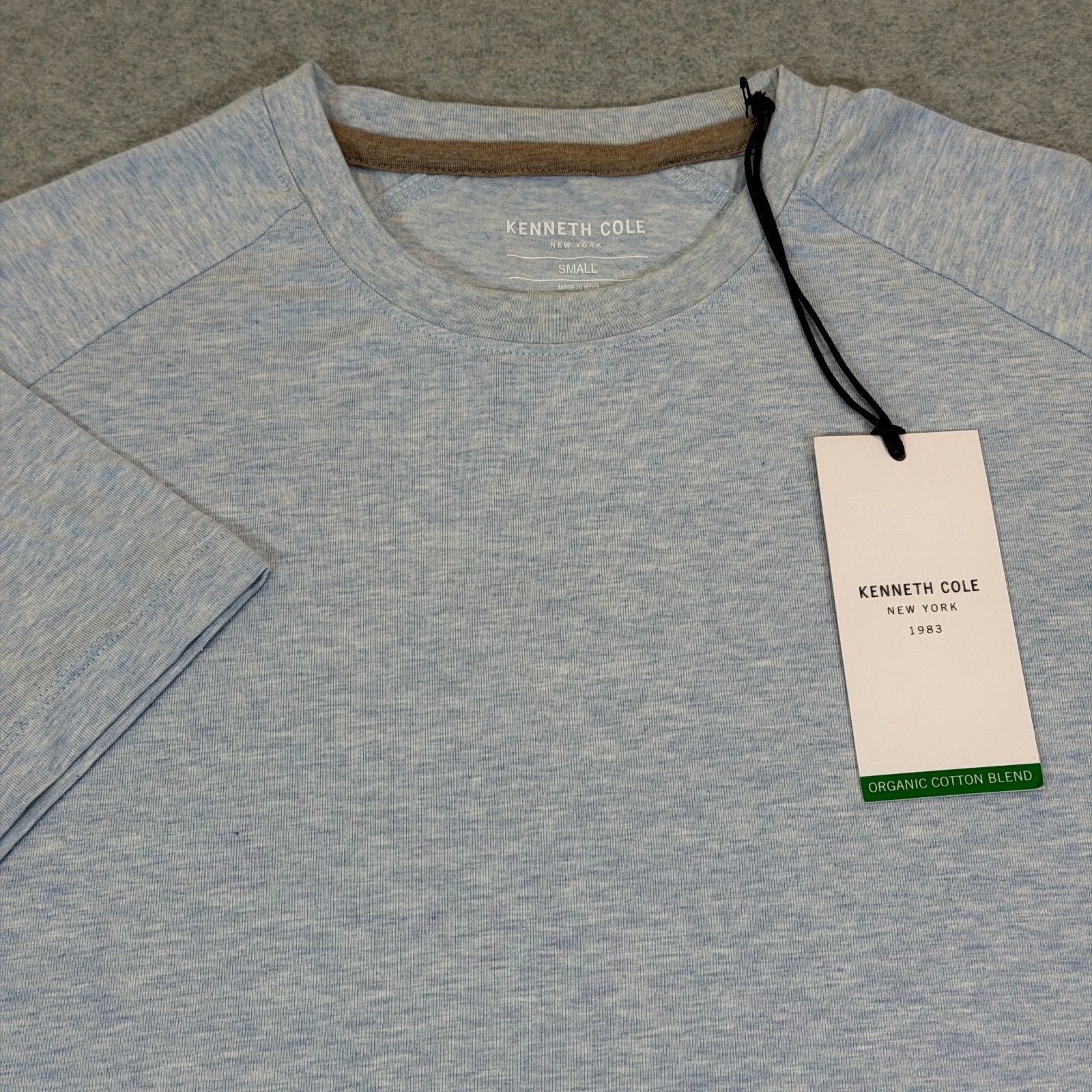 Kenneth Cole Men's Crew Neck T-Shirt Small Blue Heather Organic Cotton Blend NWT gallery