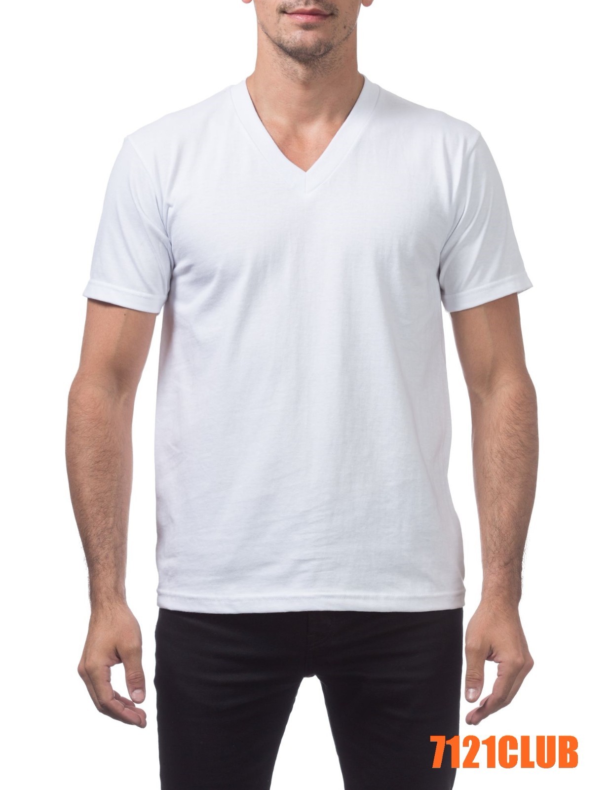 PRO CLUB MENS HEAVYWEIGHT V NECK T SHIRT PROCLUB SHORT SLEEVE WHITE BIG AND TALL gallery