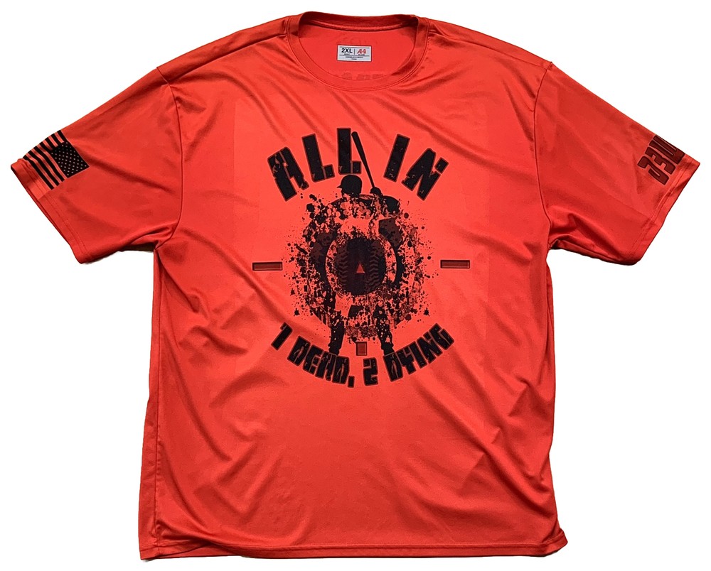 D3W Baseball All In 1 Dead, 2 Dying T-shirt Size 2XL Red A4 Softek Wicking Tee