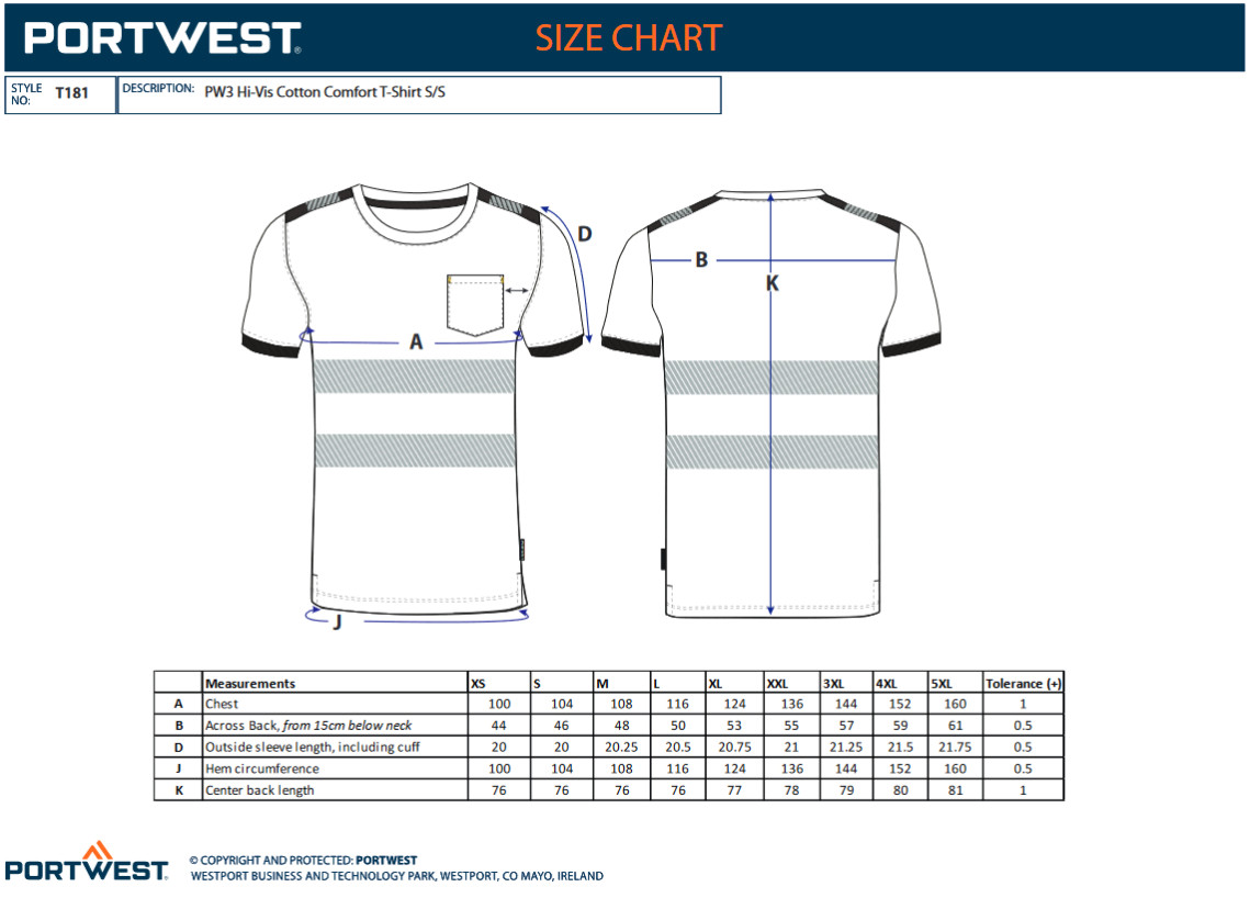 PORTWEST PW3 Men Hi-Vis Cotton Comfort Work T-Shirt Moisture wicking Summer T181 gallery