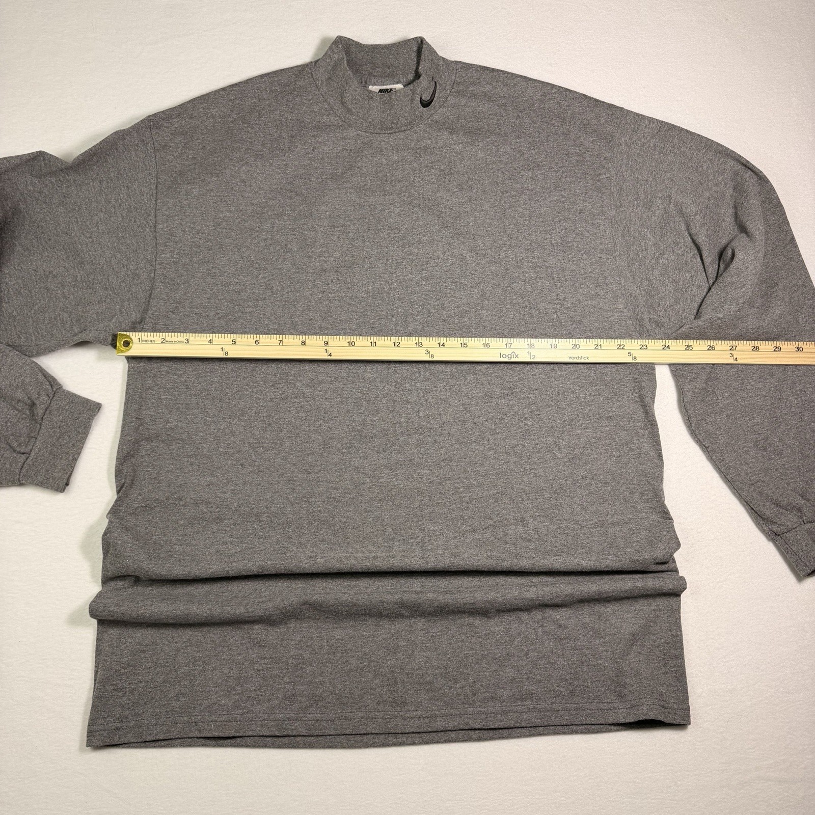Vintage Nike Mock Neck Long Sleeve Shirt Gray USA Made Swoosh XL Y2K gallery