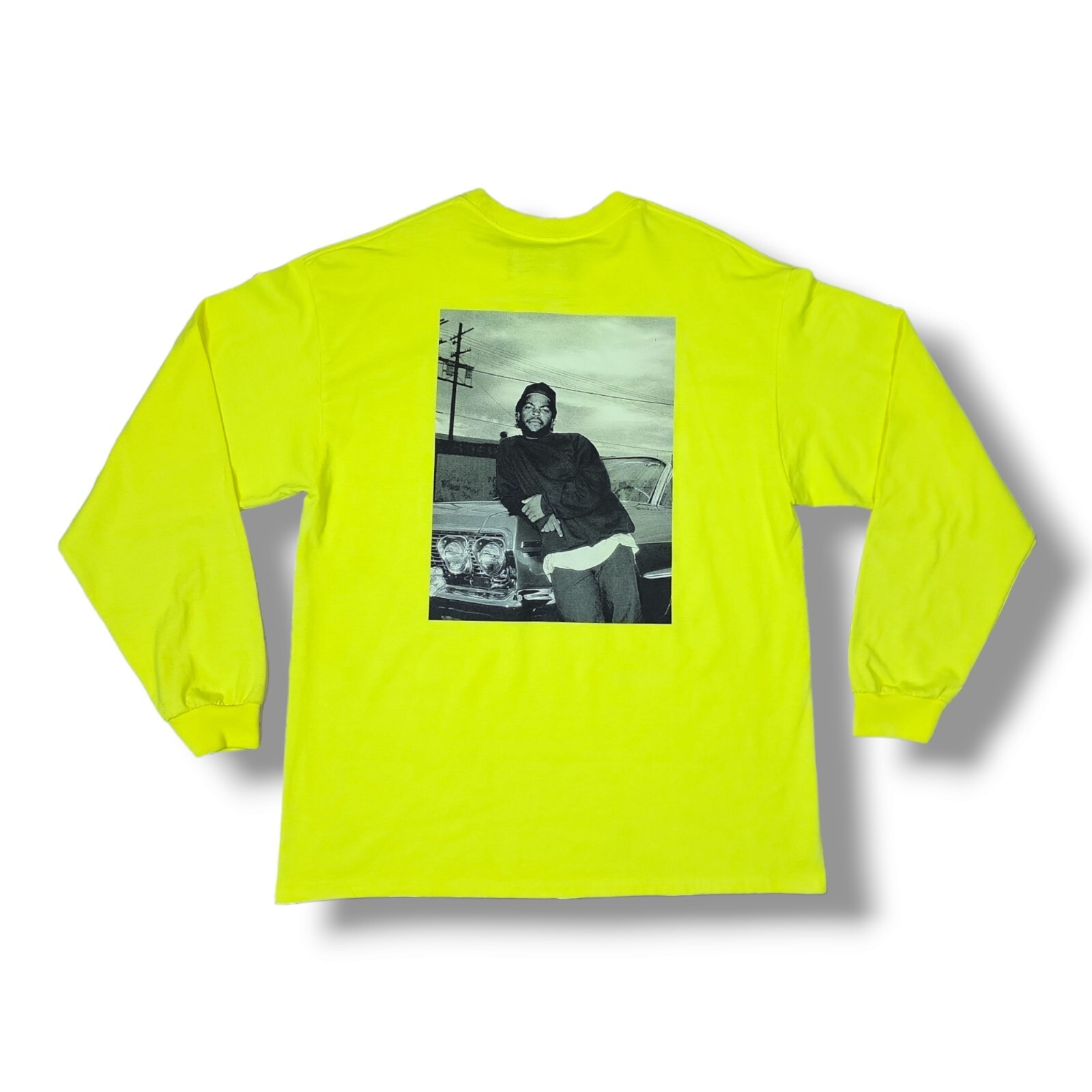 Boyz N The Hood Neon Yellow Long Sleeve Crew Neck T-Shirt Men's Size XL gallery