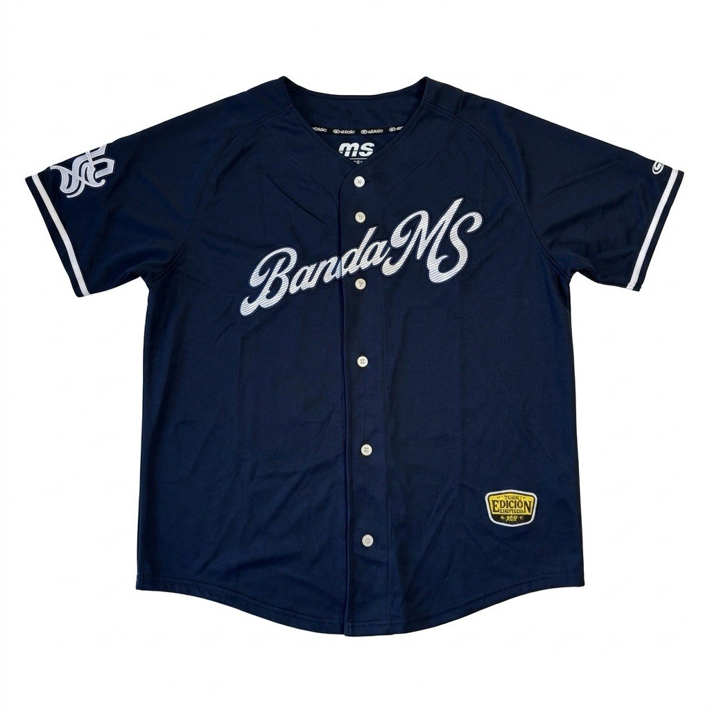 Banda MS Edicion Limitada XL Baseball Jersey Navy Blue Official Tour Merch Casac gallery