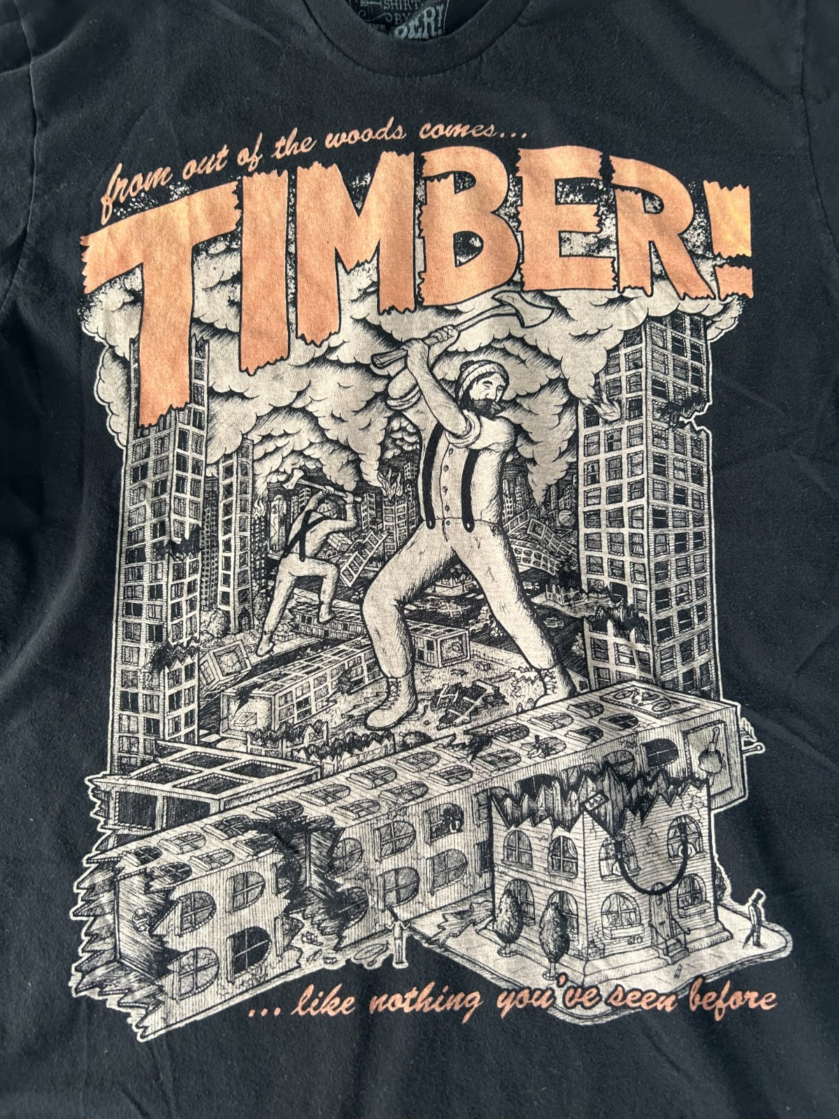 Chad Eaton TIMBER! preservation society t-shirt size L lumberjack environmental gallery