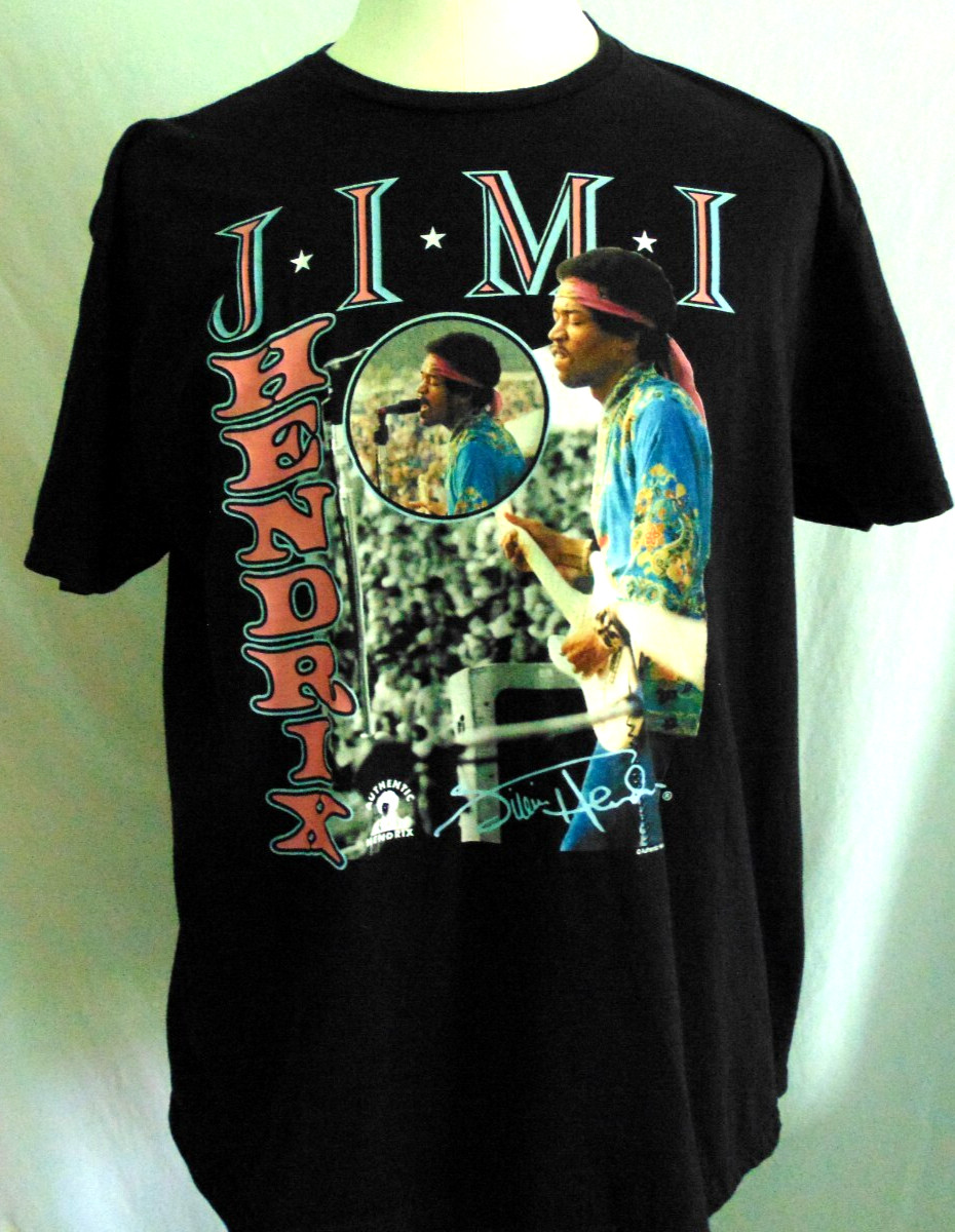 Jimi Hendrix Authentic Hendrix T-Shirt Mens XL Black Cotton in Color gallery