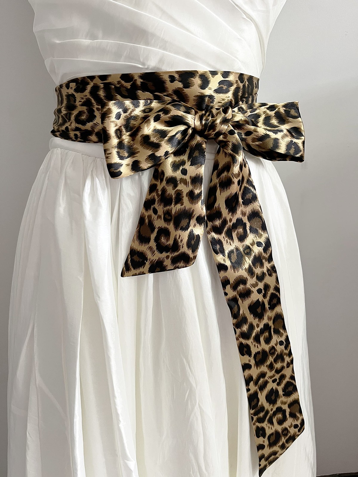 Leopard print dress sash bow sash (Champagne) gallery