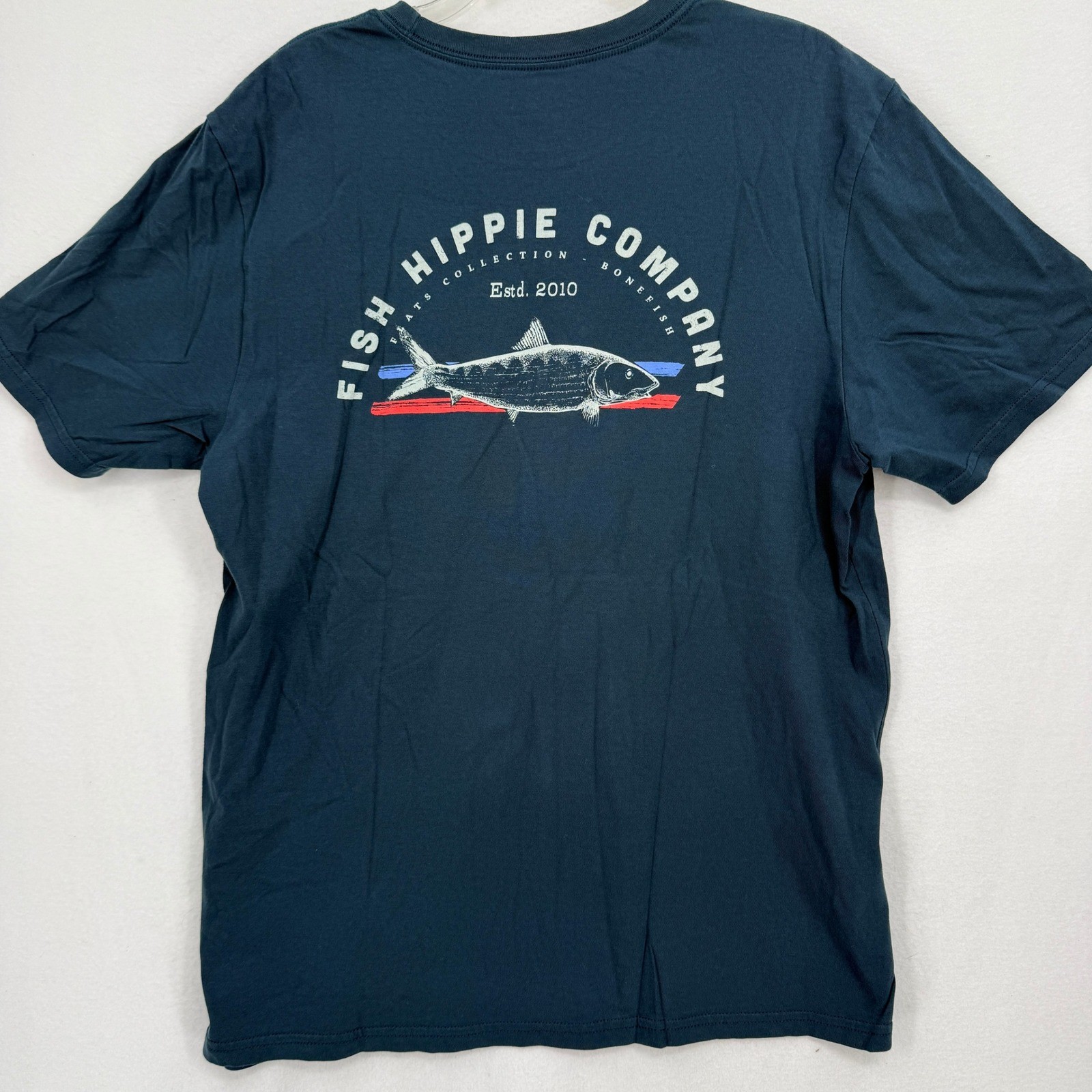 Fish Hippie T Shirt Mens Large Blue Bonefish Flats Collection Graphic Tee