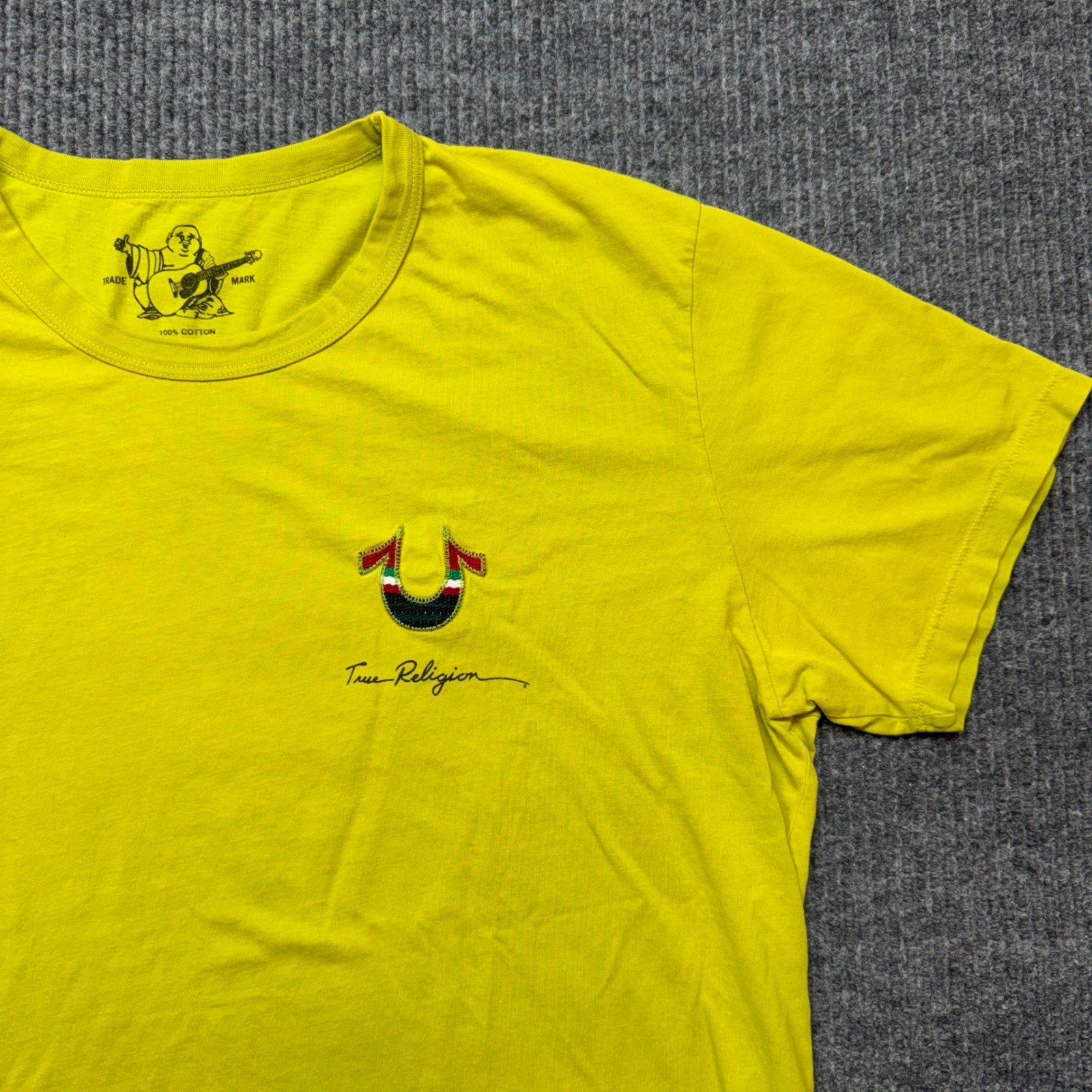True Religion Logo T Shirt XXL Lime Green Streetwear Y2K Hype Casual Tee gallery