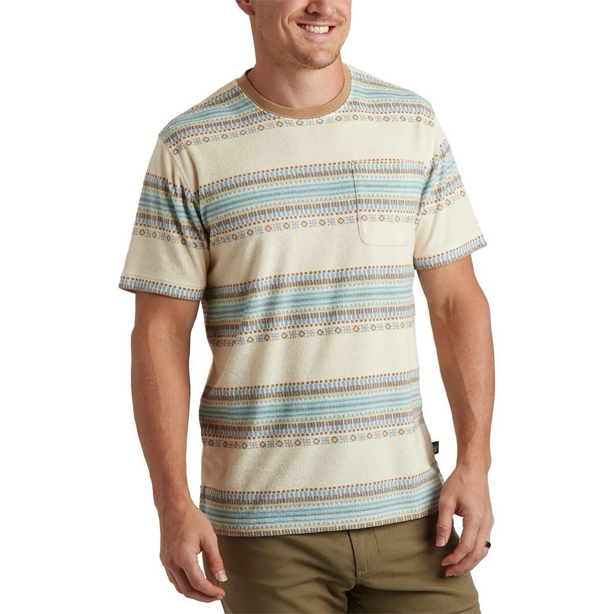 Howler Bros Shirt Mens sz L Terry Cloth Pocket Tee Kuti Bone White Aztec Western gallery