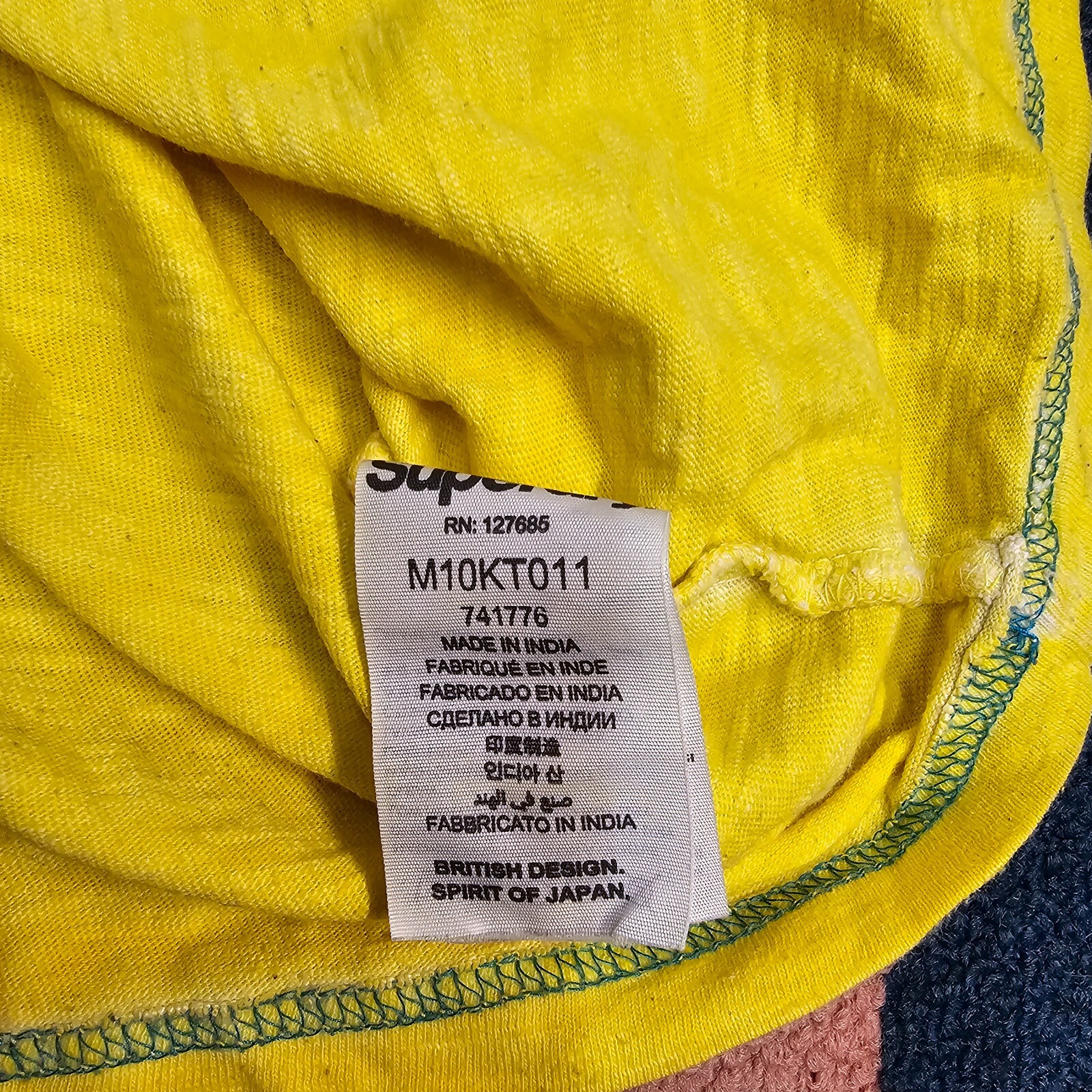 Stains* Superdry Shirt Medium Neon Yellow The Orange Label T-Shirt Mens Roll U9 gallery