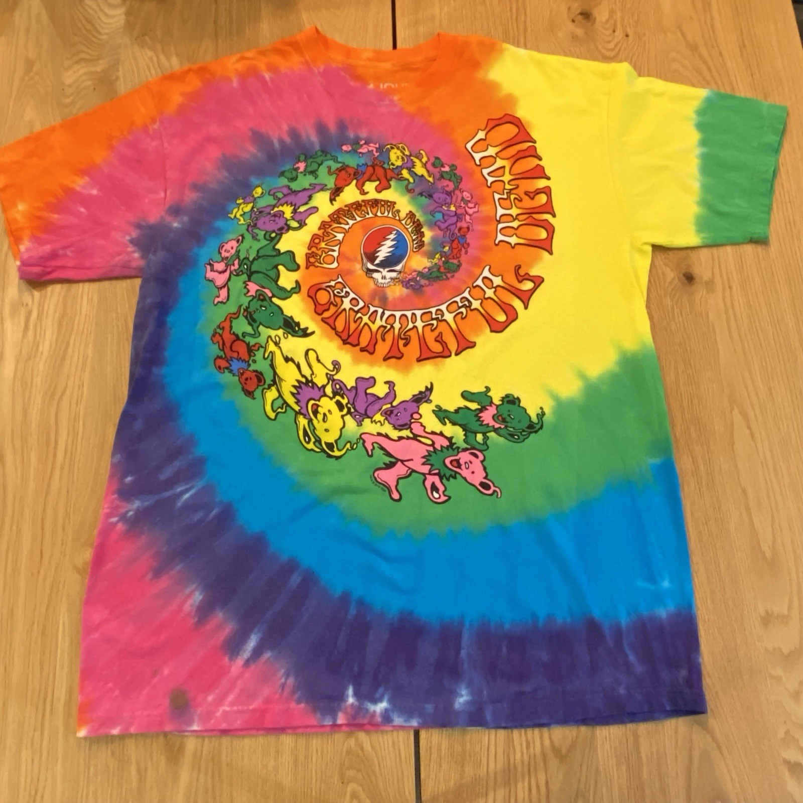 Grateful Dead Spiral Bears Liquid Blue GDB T-Shirt Adult XL Tie Dye 90s Style gallery