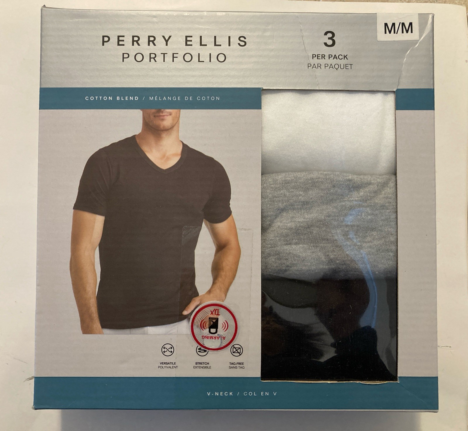 Perry Ellis Portfolio ~ Mens 3-Pack T-Shirts V-Neck Cotton Blend ~ M (38-40) gallery