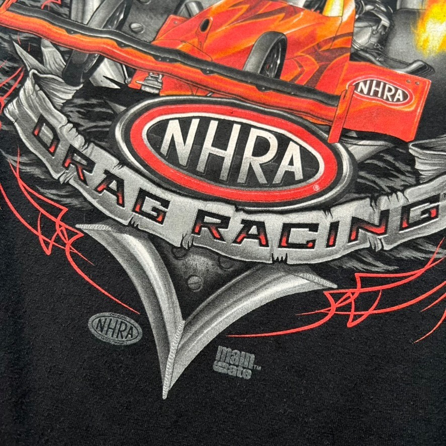 Vintage NHRA Drag Racing T-Shirt Men's Size XL Black Long Sleeve Grunge Punk Y2K gallery