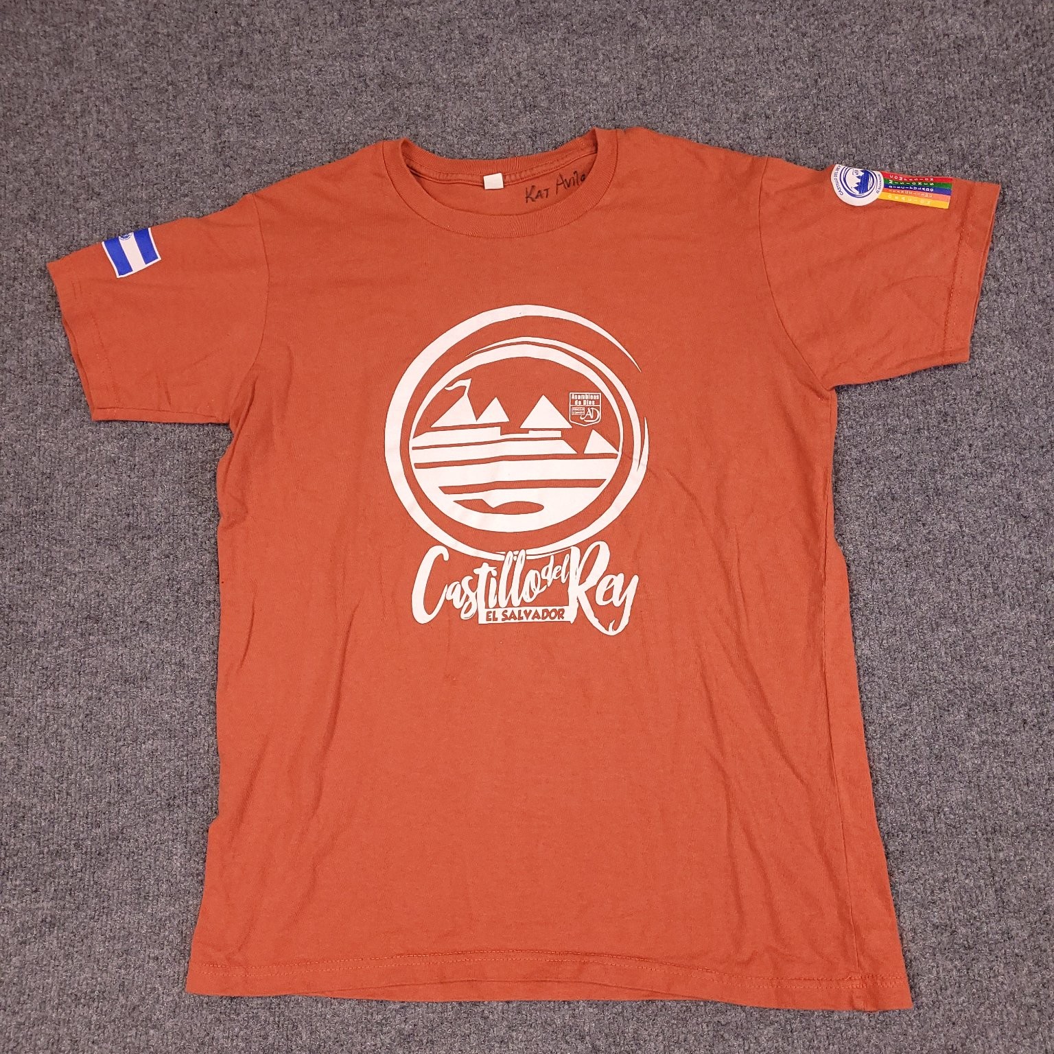 Castillo Del Rey El Salvador T Shirt Mens Medium Orange Graphic Tourist Cotton gallery