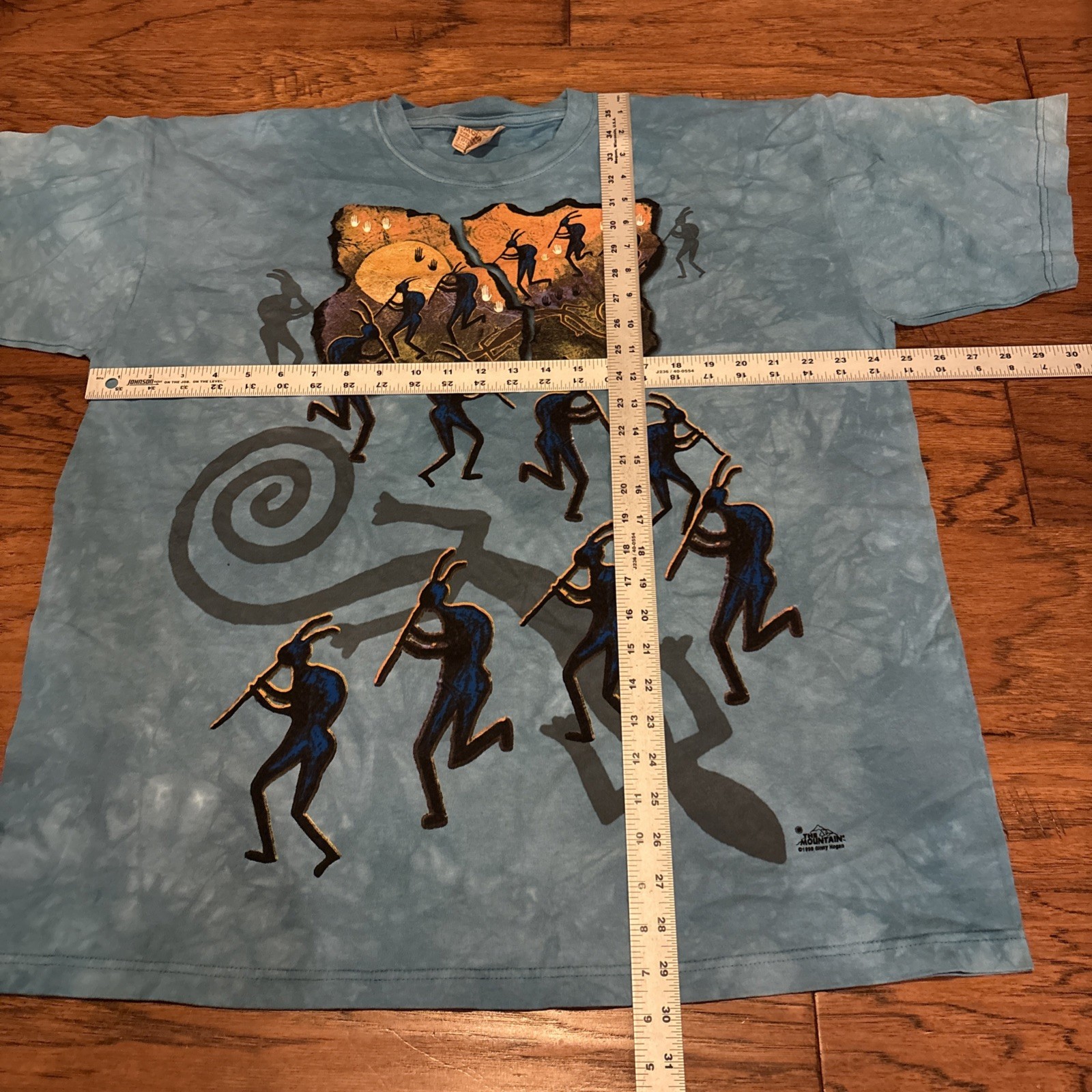 The Mountain Men's T-shirt Blue Kokapelli Native Leather Tag XL NWOT gallery