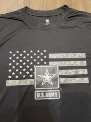 US Army Large Flag Logo Black Performance T-Shirt Military Official Licensed New