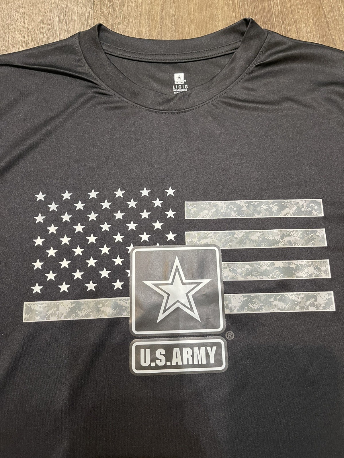 US Army Large Flag Logo Black Performance T-Shirt Military Official Licensed New gallery