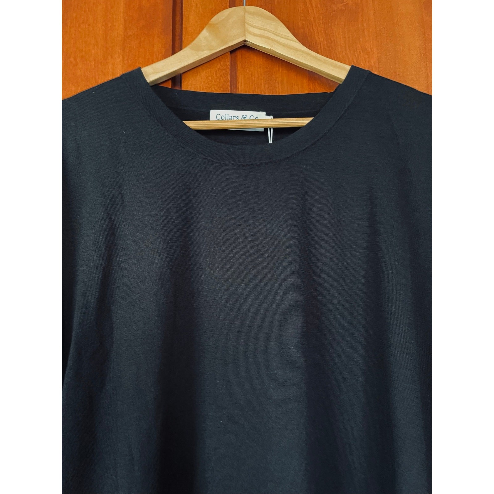 Collars and Co Lucca Cotton and Silk Tee Shirt Black Size 3XL NEW gallery