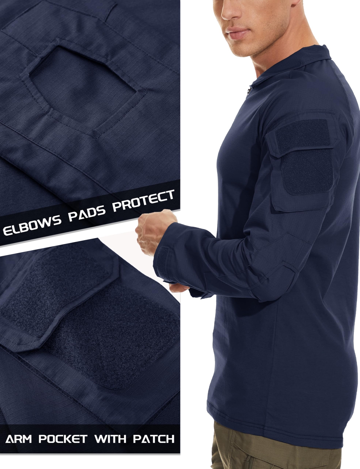 Men's 1/4 Zip Tactical T-Shirt Long Sleeve Outdoor Hiking Casual Work Pullover T gallery