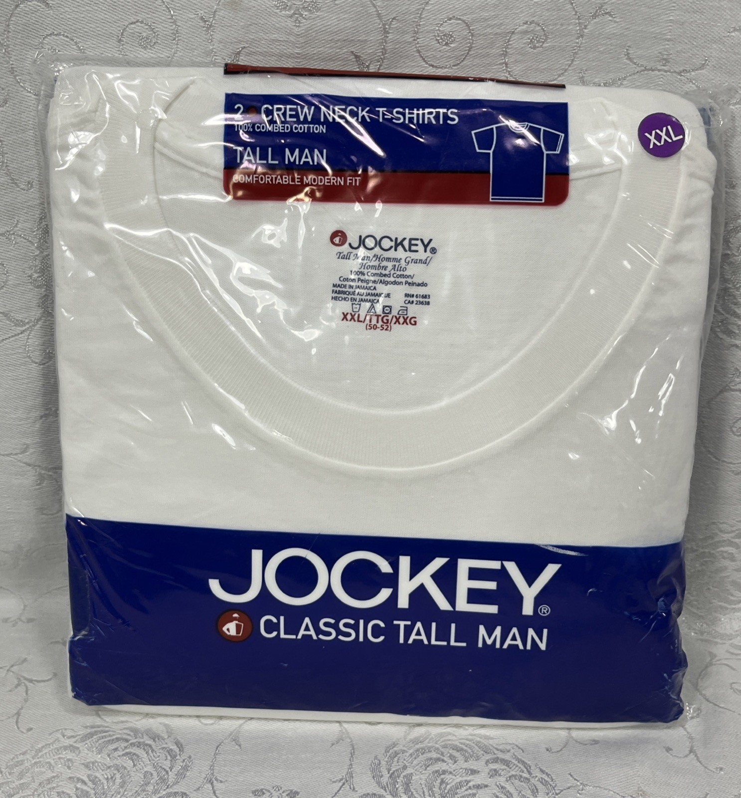 6 Jockey Classic Tall Man Crew Neck T-Shirts 2XL Comfortable Modern Fit White gallery