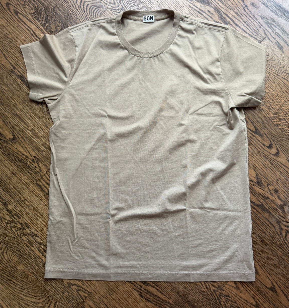 Son of a Tailor Stone Beige/Light Taupe Custom T-Shirt Large Supima Cotton gallery