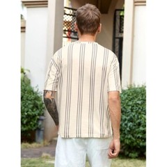 NEW SHEIN Men 1pc Vertical Striped Drop Shoulder Tee Size L