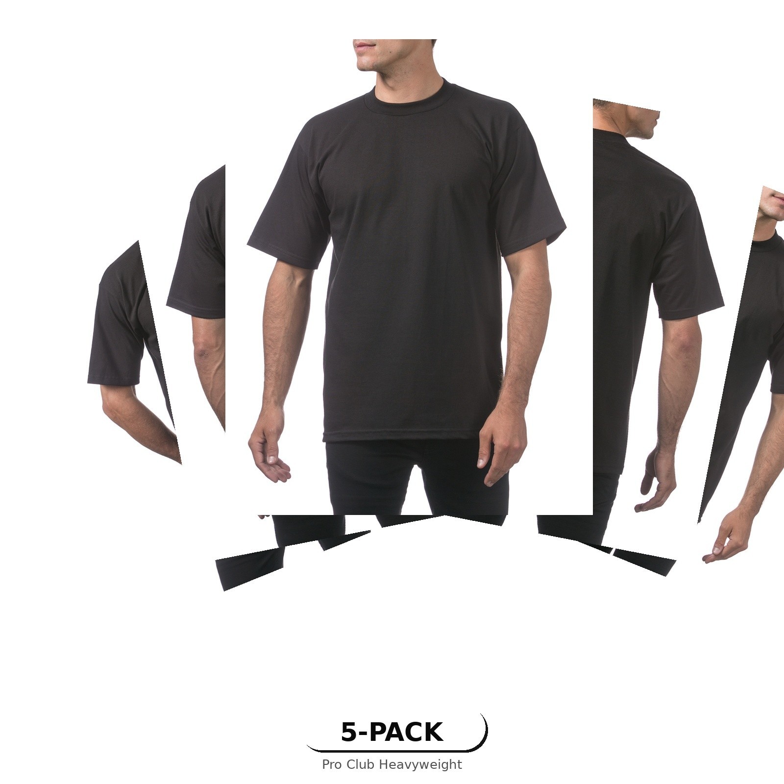 5 Pack Pro Club Heavyweight T-Shirt Crew Neck Cotton Tee S M L XL2XL White Black gallery