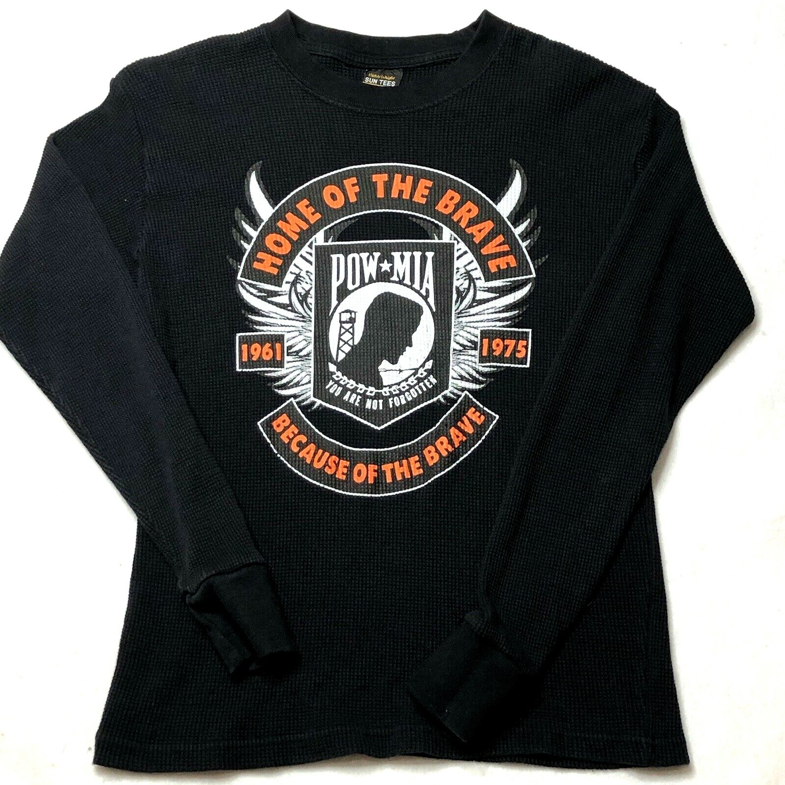 POW-MIA T-Shirt Men’s Large Black You Are Not Forgotten Waffle HeavyweightCotton