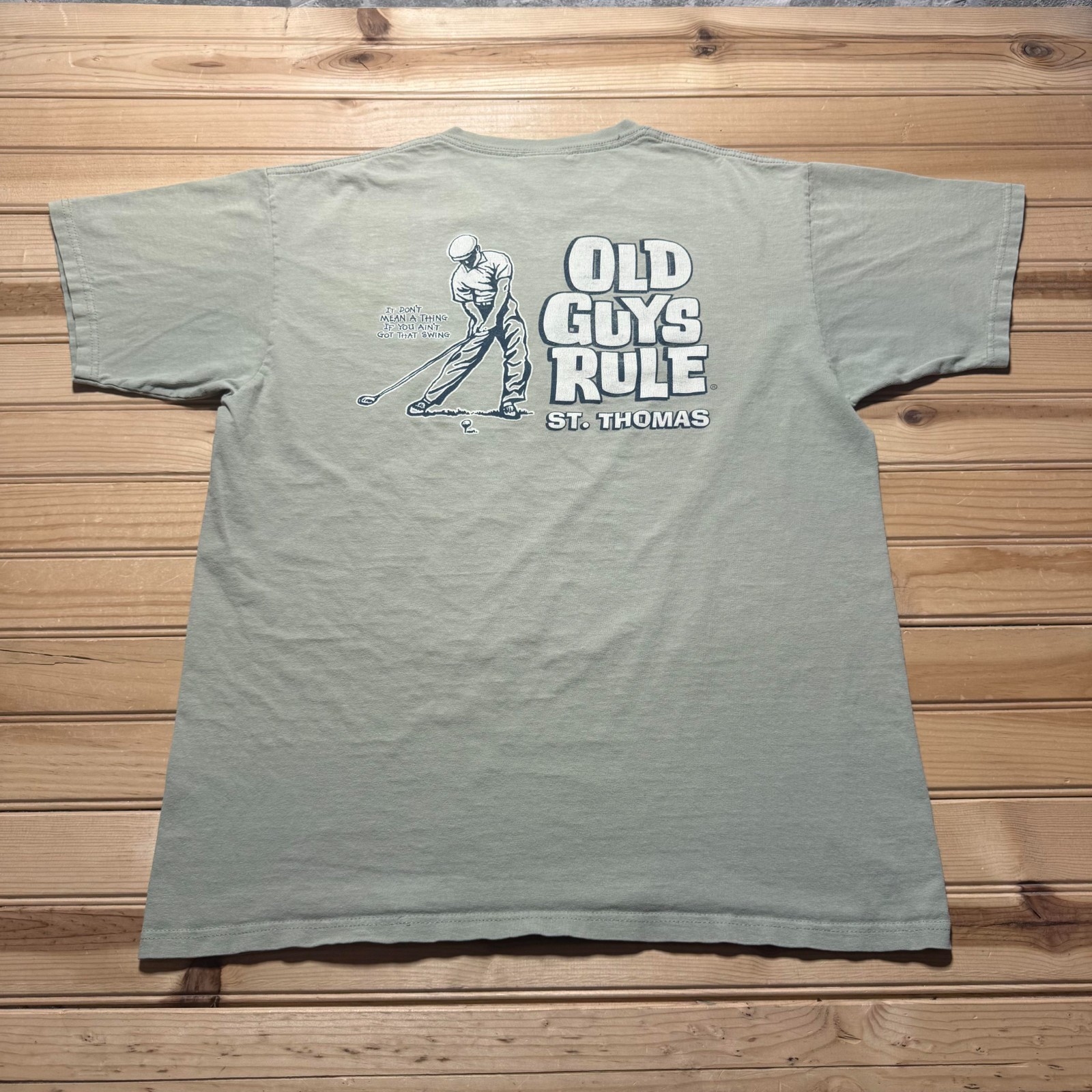 Vintage Y2K Old Guys Rule St Thomas Golf Graphic Retro T-Shirt Men’s Size Large