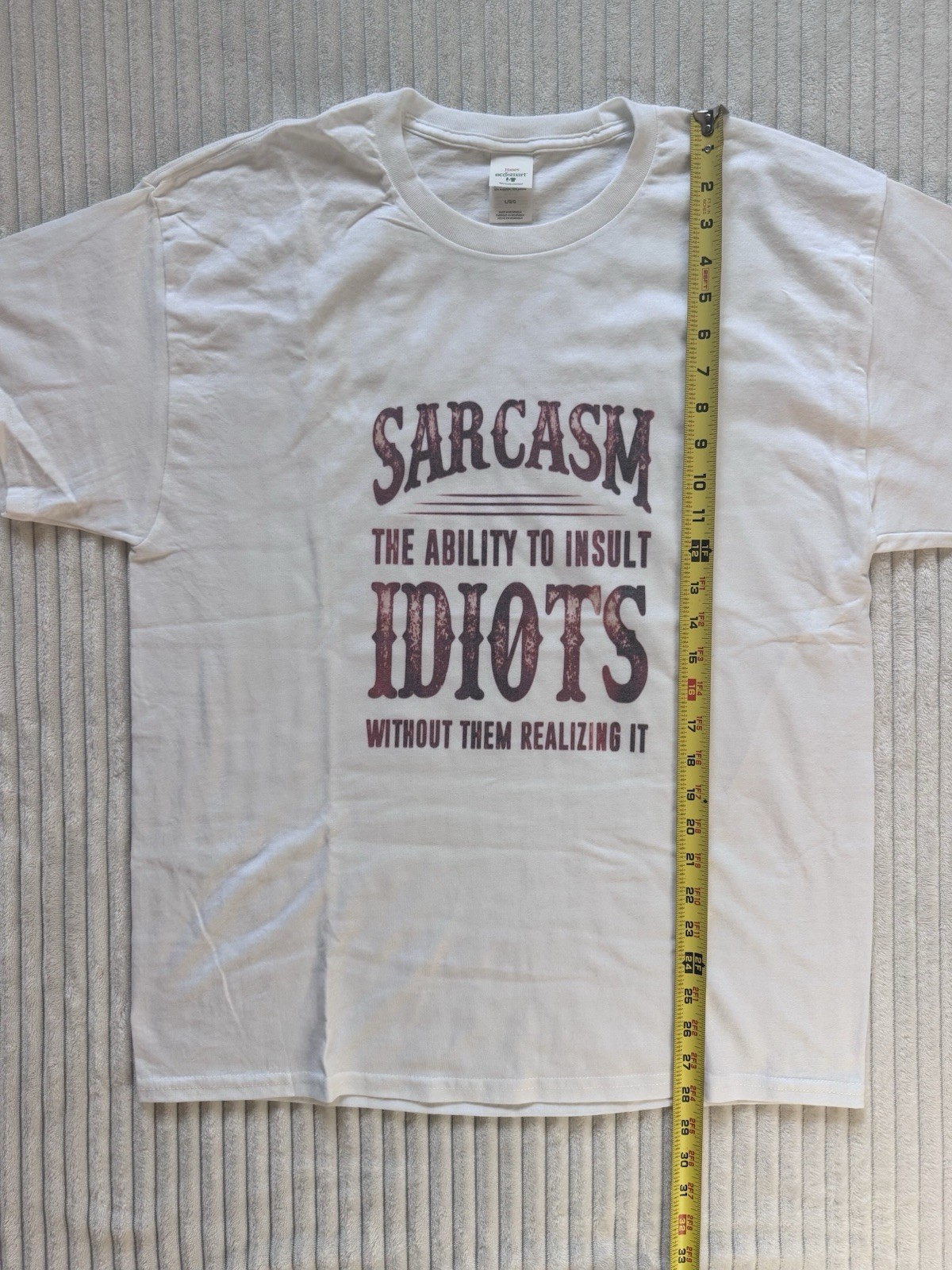 HANES ECOSMART MENS SIZE L NOVELTY SARCASM INSULT IDIOT HAS INK TRANSFER ON BACK gallery