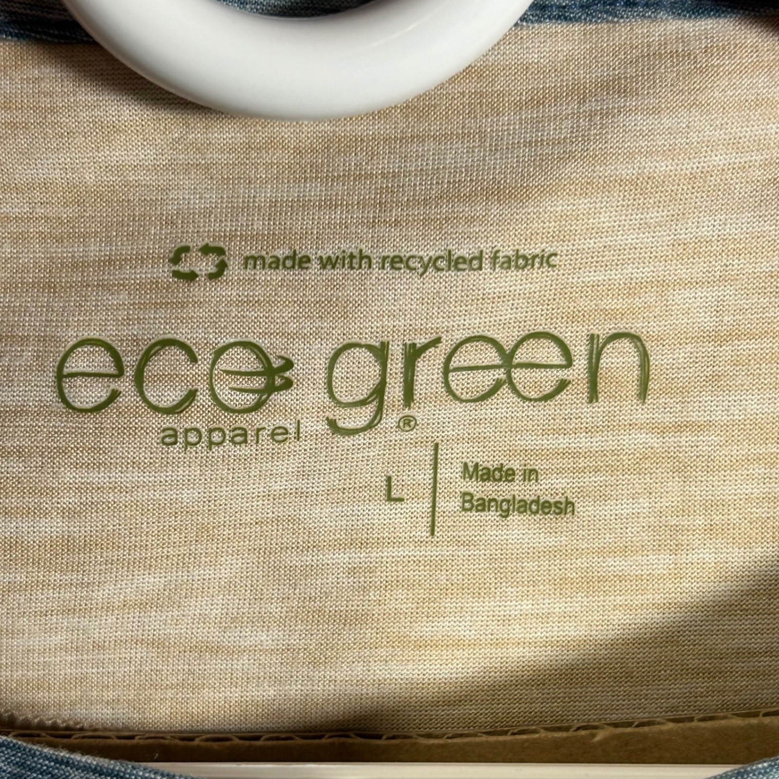 Eco Green Apparel Mens Blue Space Dye Long Sleeve Henley Shirt Size L New gallery