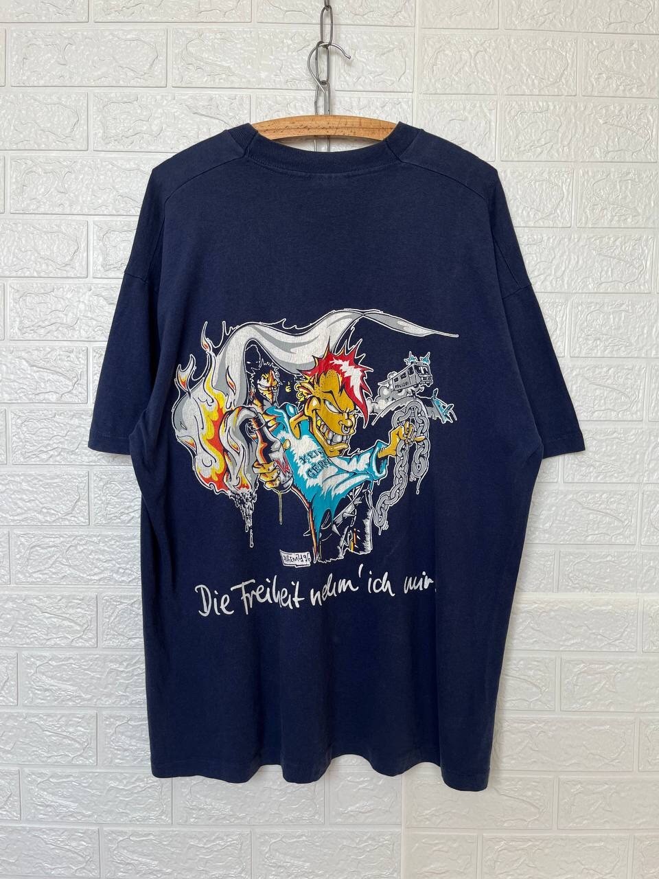 Vintage 90s WIZO Band T-Shirt 1996 German Punk Rock Screen Stars XL Navy Blue gallery