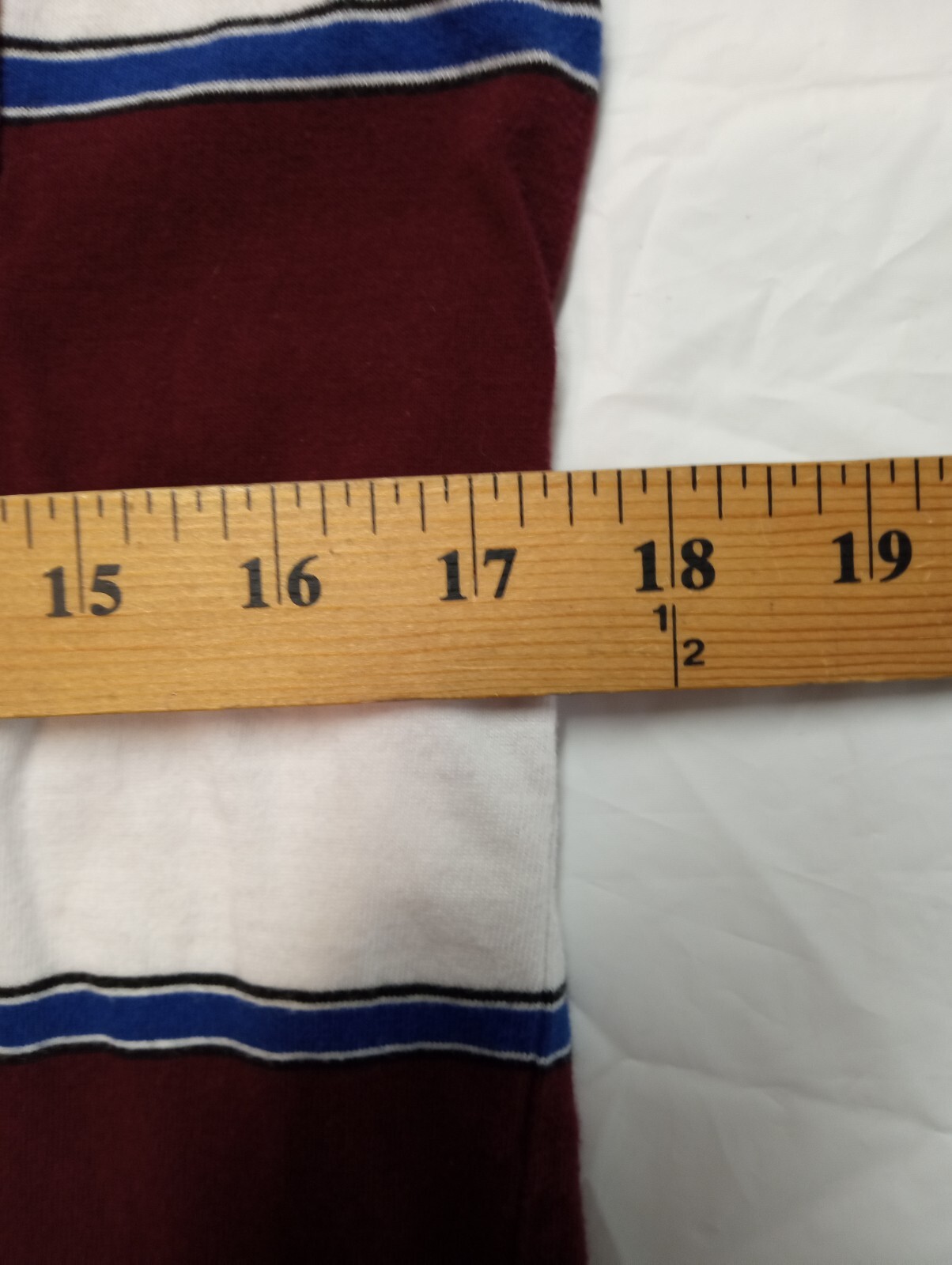 Men's RUSTIC BLUE Long Sleeve Hooded Maroon & White Shirt Size Medium gallery