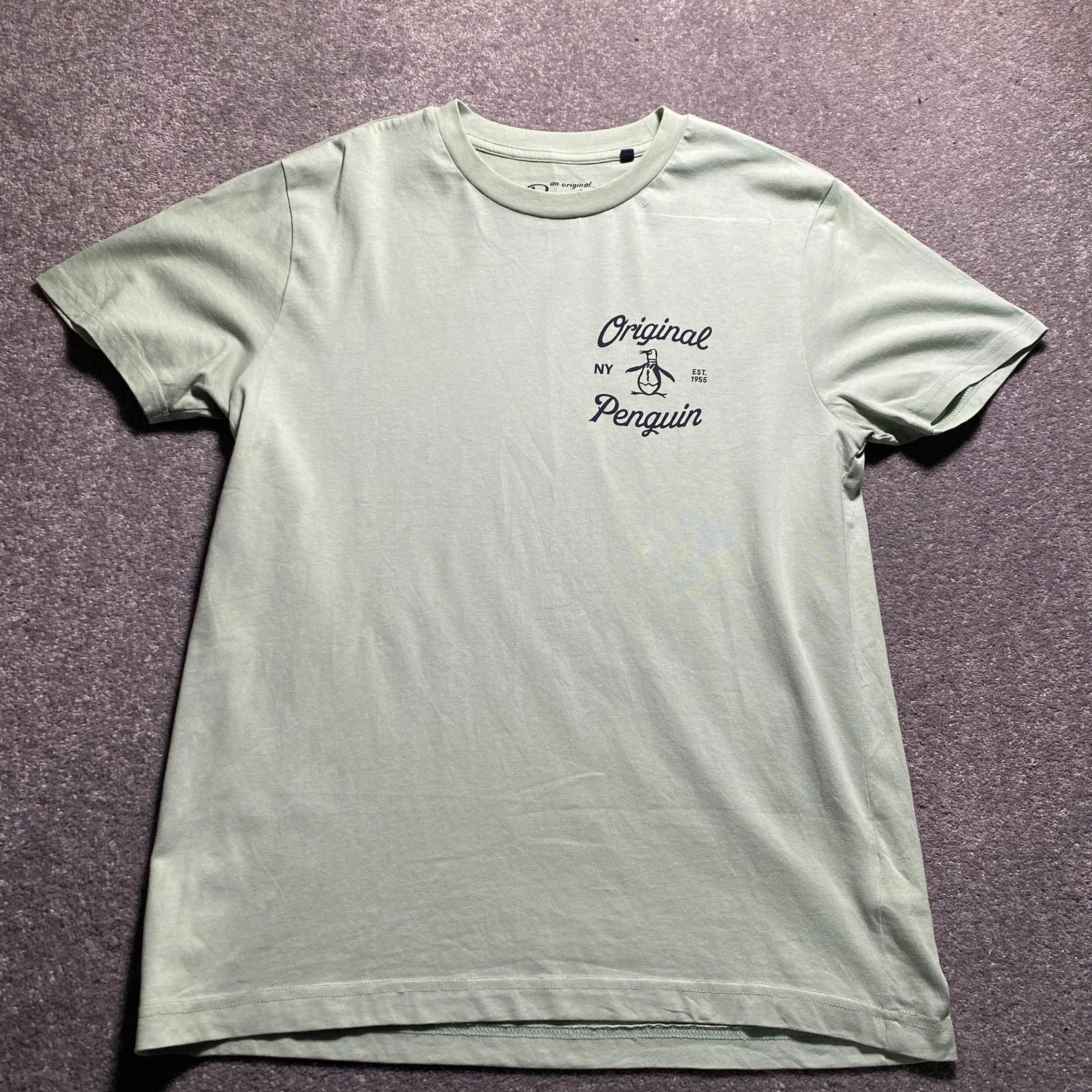 Original Penguin T-Shirt Men’s Medium Green Graphic Logo Short Sleeve Cotton