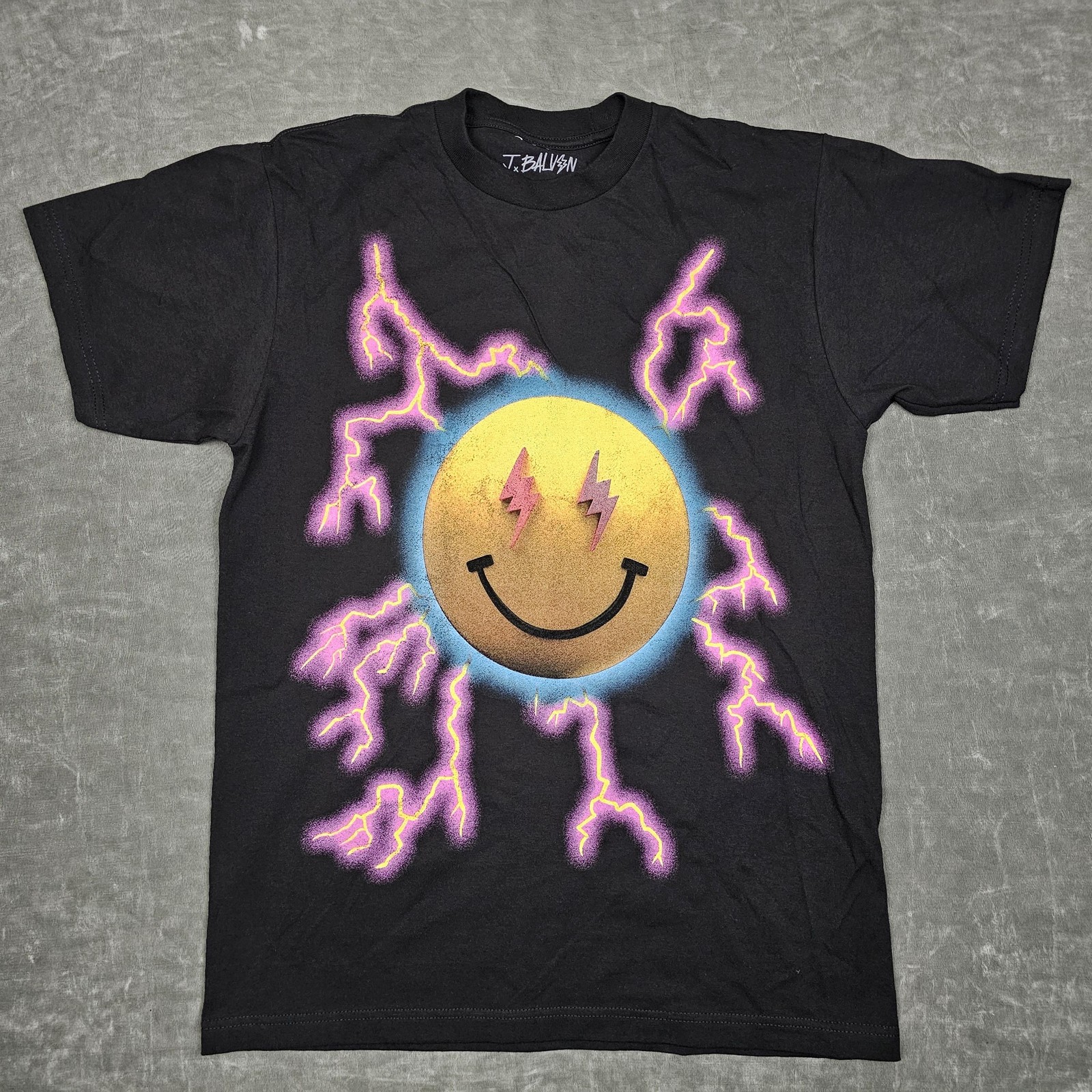 J Balvin Shirt Mens Large Black Jose Tour 2022 Lightning Smiley Graphic Tee gallery