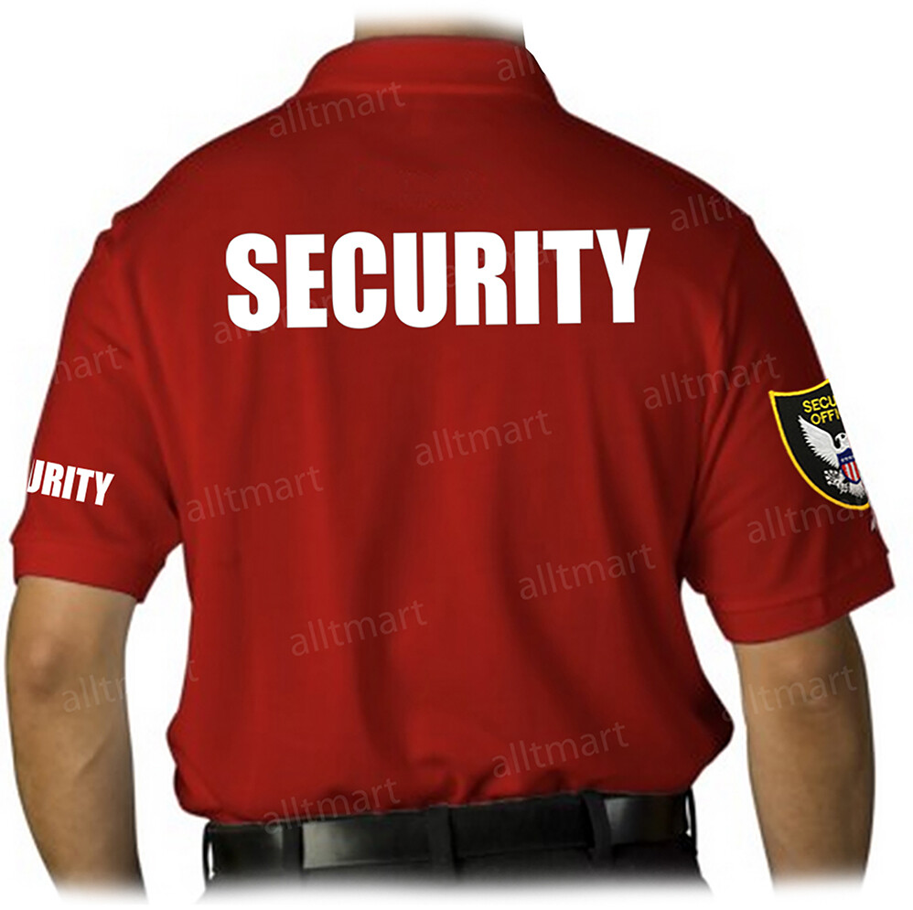 MEN'S PRINTED SECURITY POLO T-SHIRT UNIFORM EMBROIDERY BADGE POLICE STAFF PARTY gallery