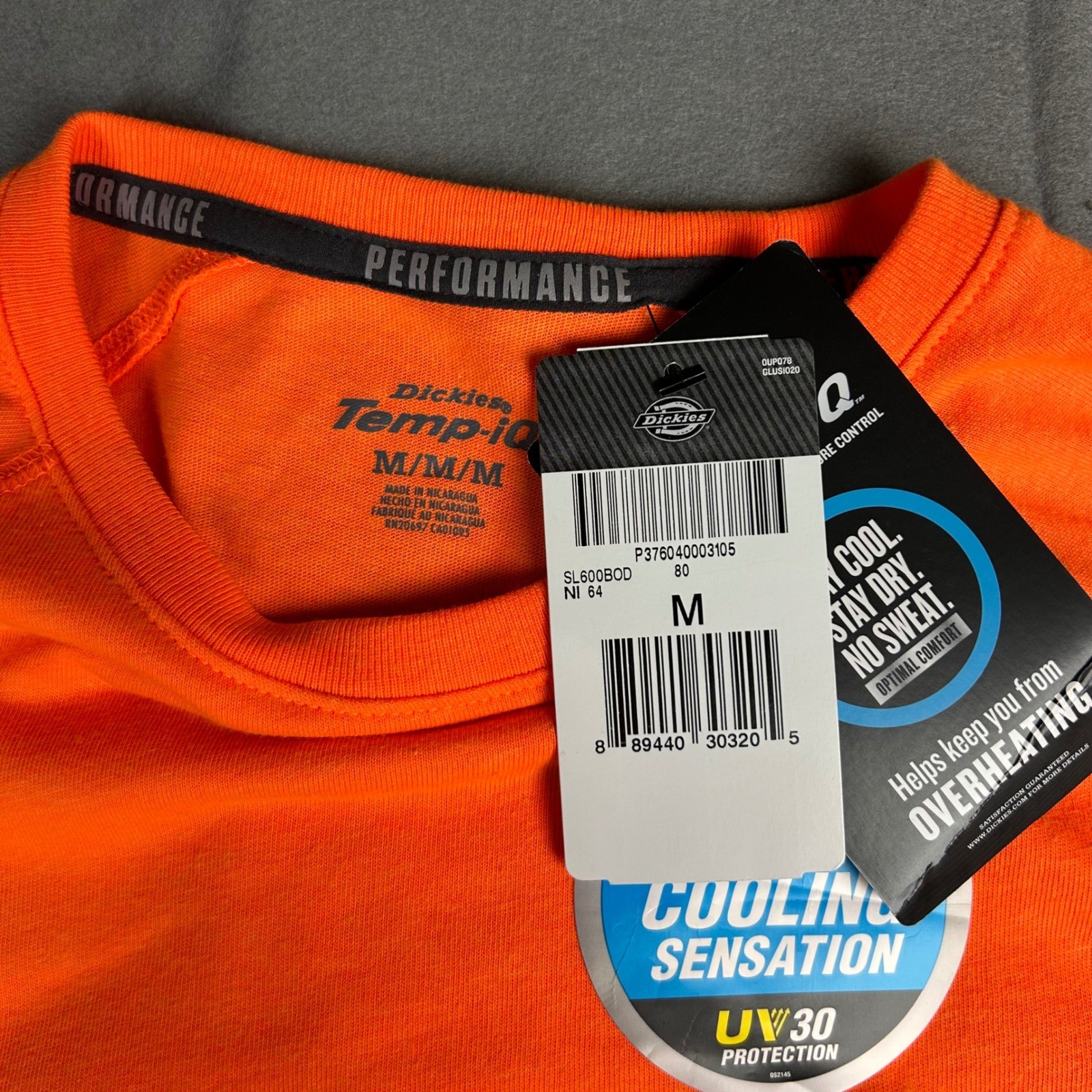 Dickies Performance Shirt Mens Medium Orange Temp-iQ Cooling Long Sleeve Pocket gallery