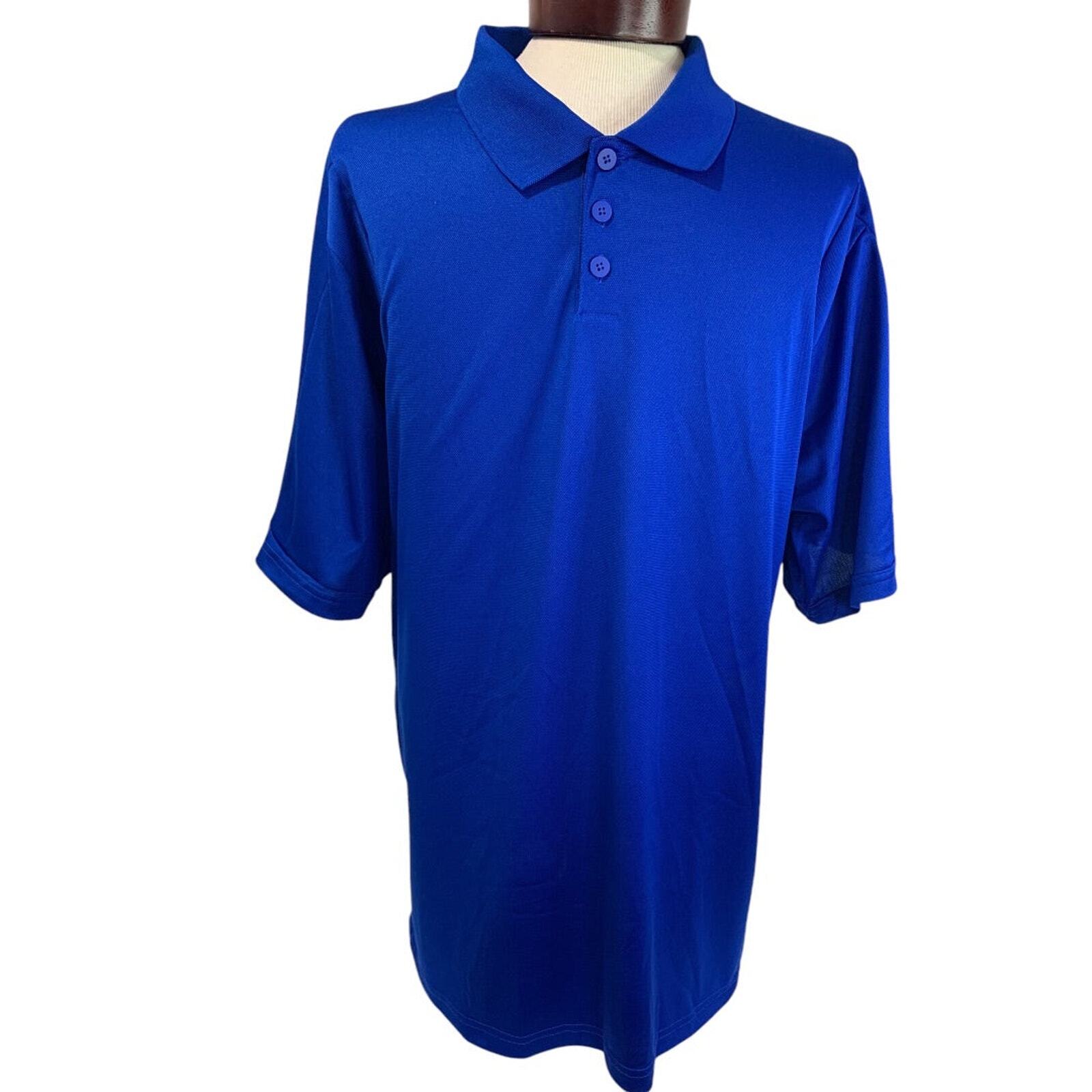 Large Adidas Golf Mens New Royal Blue Polo Shirt ClimaLite Striped Cuff P77778 gallery