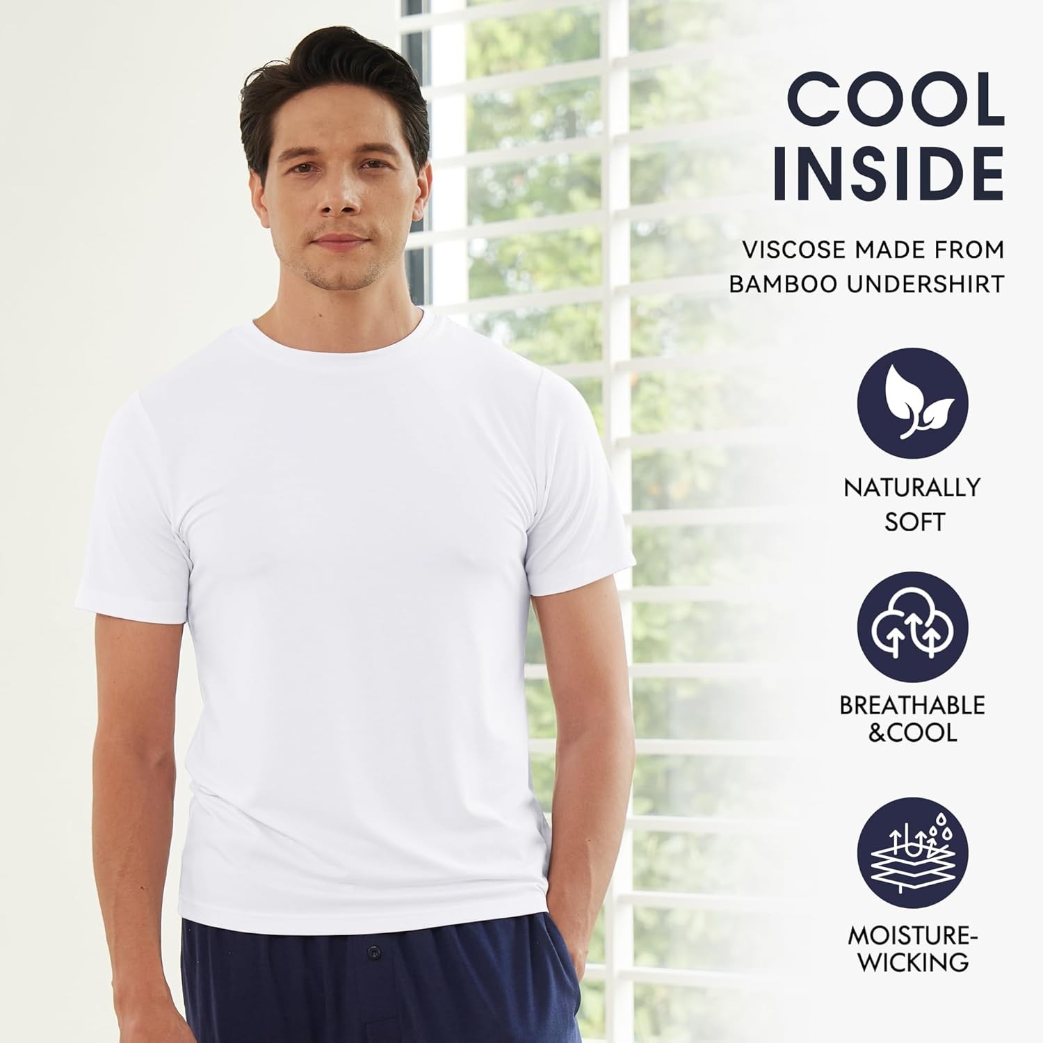 BAMBOO COOL Men Undershirts Moisture-Wicking Crewneck T Shirts, Breathable gallery