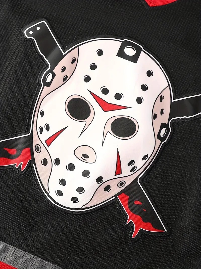 Friday The 13th Jason Voorhees Mask Hockey Jersey Movie Horror Black Large gallery