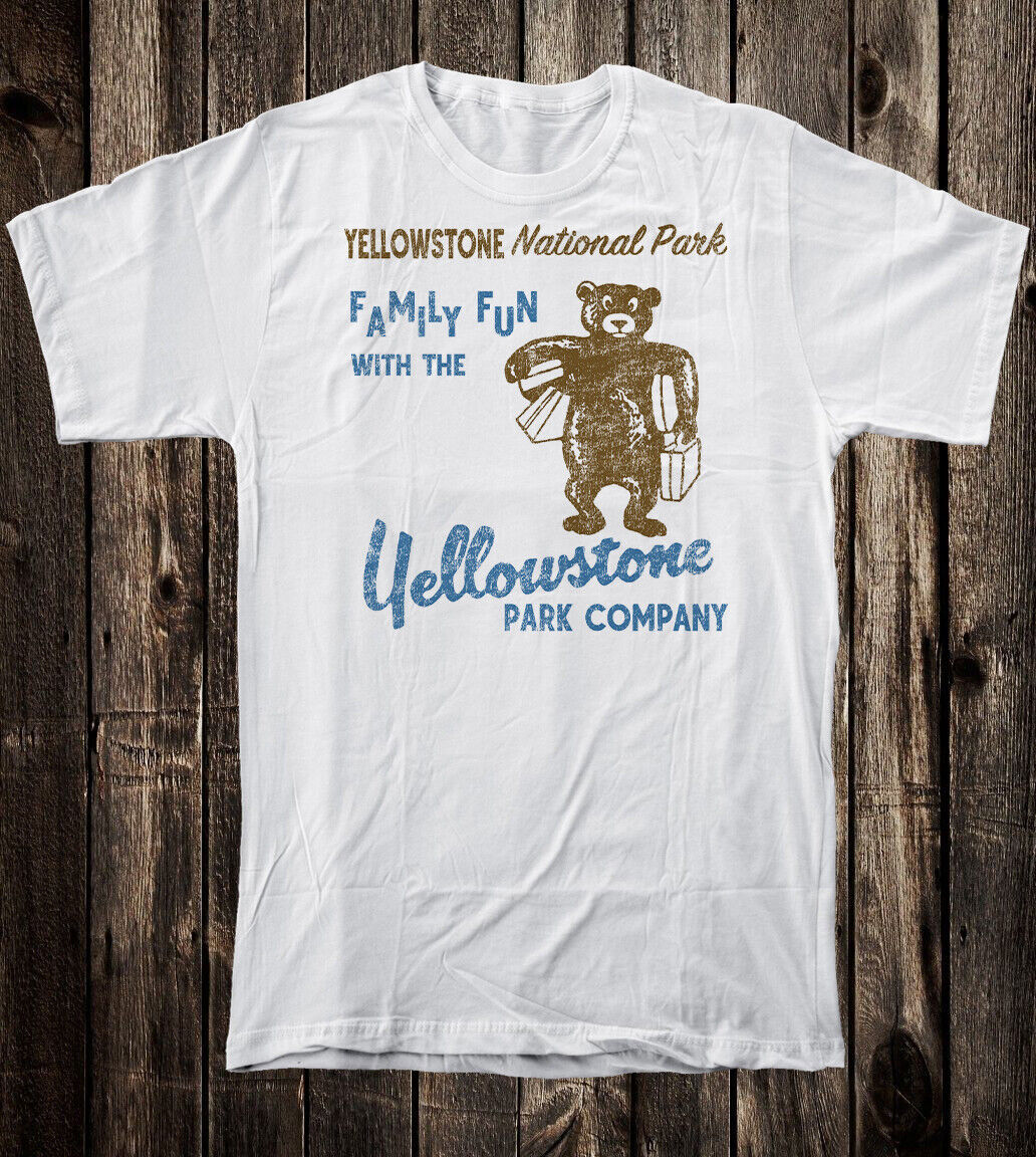 Retro Travel T Shirt Tee Nostalgia Antique Ad Art Yellowstone National Park Bear gallery