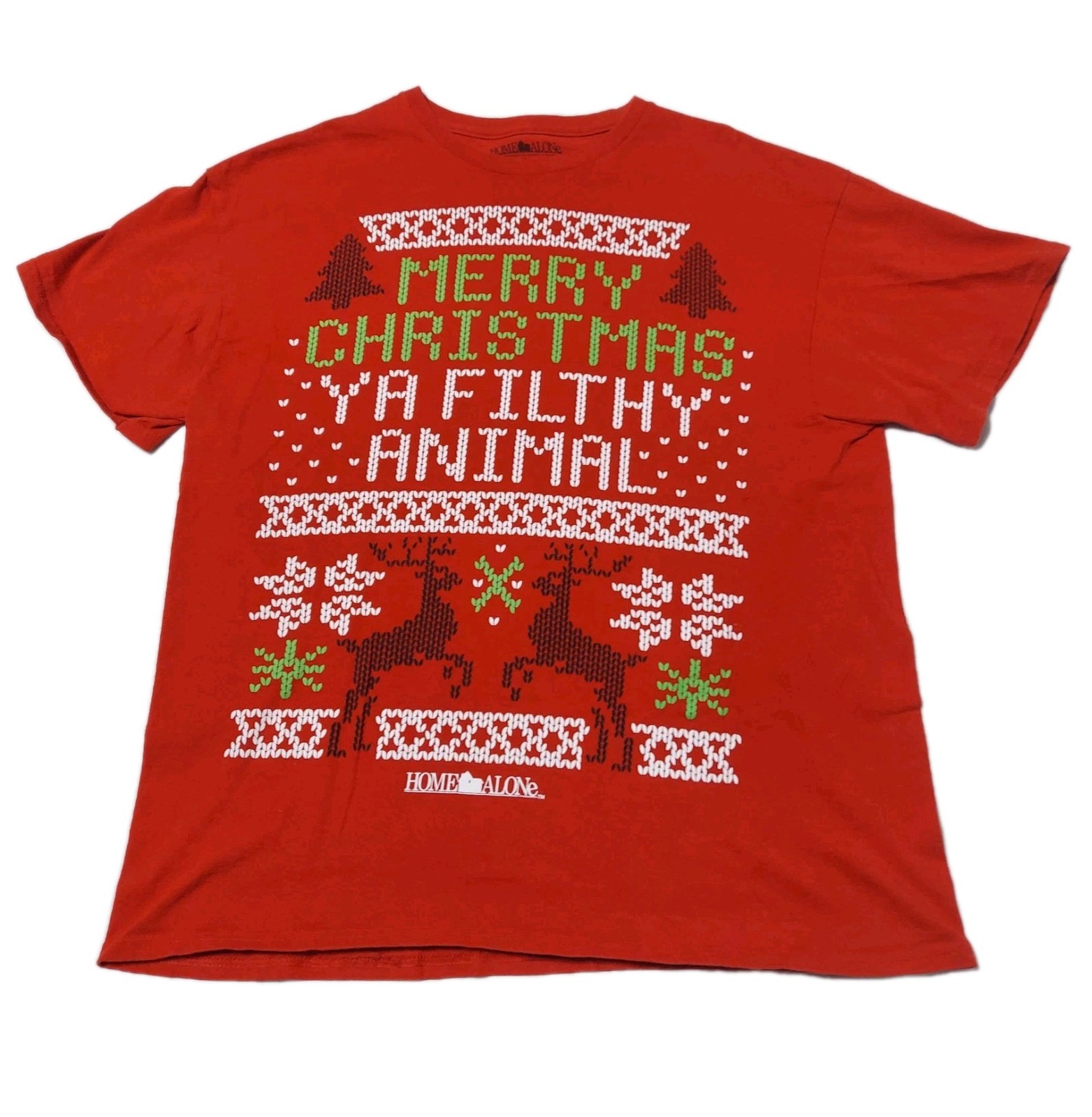 Home Alone Merry Christmas Ya Filthy Animal T-Shirt Mens Large Red Holiday Tee