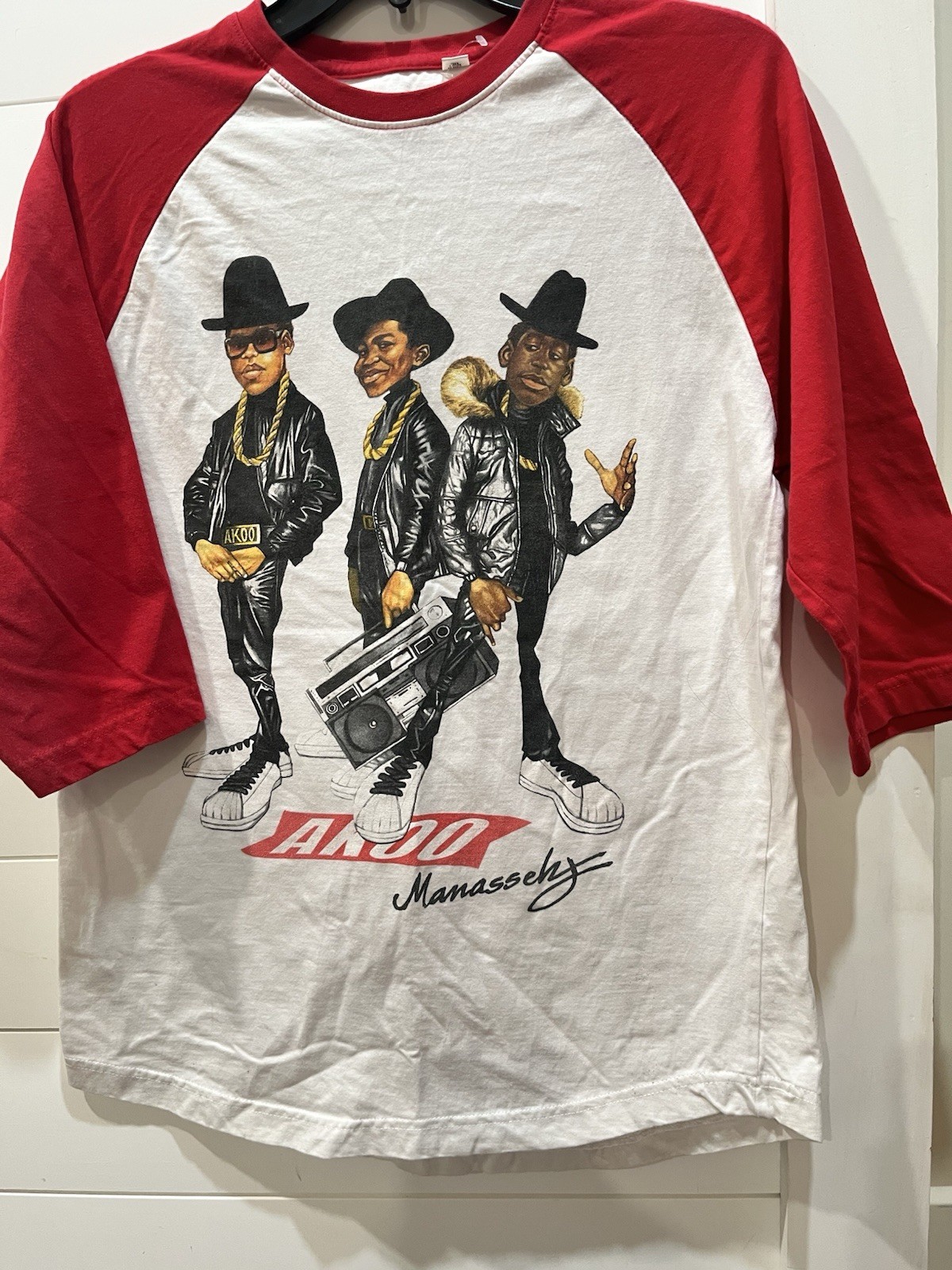 AKOO Manasseh Raglan 3/4 Sleeve Graphic Logo Jersey T-Shirt White/Red S