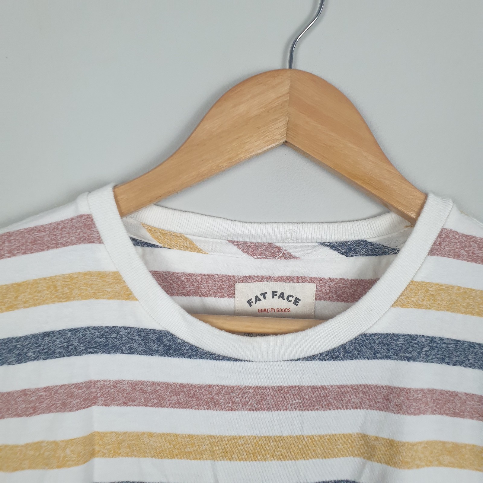 FatFace T Shirt Mens Medium Multicoloured Stripe Print Soft Feel Relaxed Coastal gallery