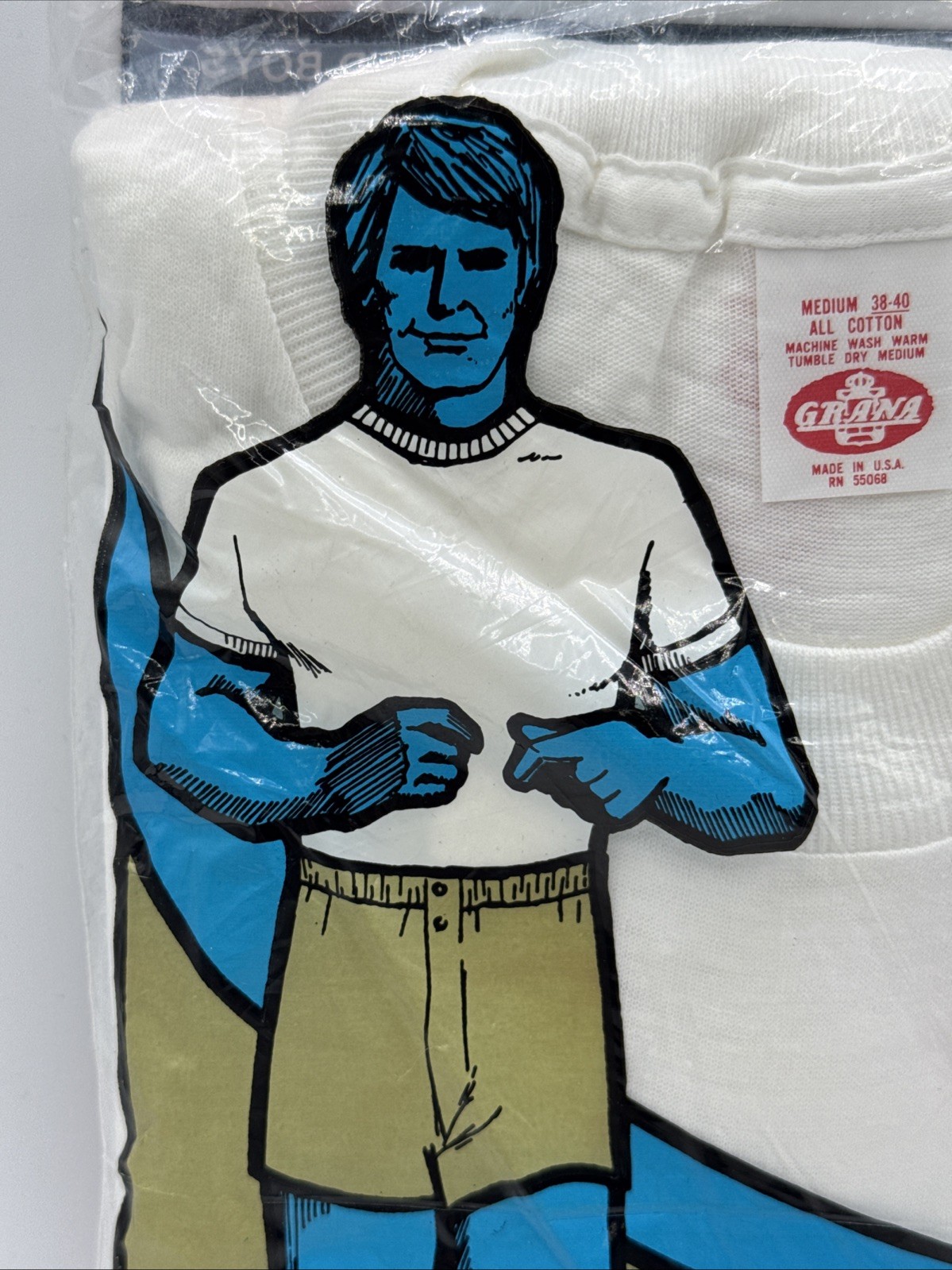 Vintage Grana Package Men’s White T-shirts Size MED 38-40 Never Stretch Collar gallery