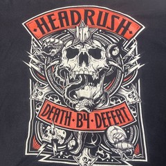 HEADRUSH Men’s Black Graphic T-Shirt Death B4 Defeat XXL Black