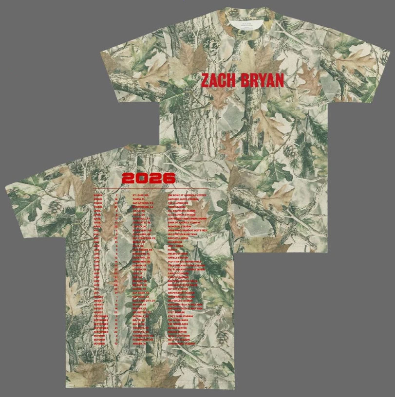 AOP POLYESTER TEE Zach Bryan Tour With Heaven On Top Tour 2026 3D T-Shirt gallery