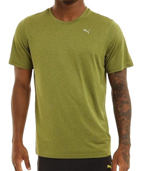 PUMA | Mens Olive Green Heather Performance Short Sleeve T Shirt | Size Small