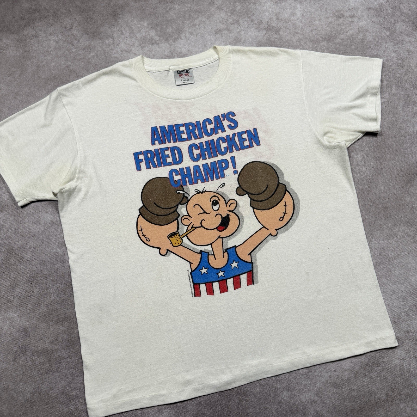 Vintage 90s Popeye x Popeyes Chicken T Shirt Men's XL Single Stitch USA gallery